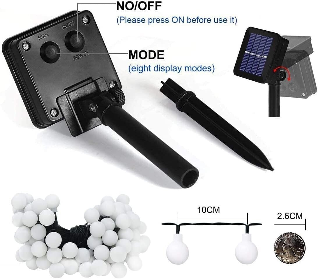 Generic INONE Solar String Lights Crystal Ball Solar Fairy Lights Decoration Lighting for Home, Garden, Patio, Yard, Party and Outdoor IP65 Waterproof (White, 22M), IN-167ADQ