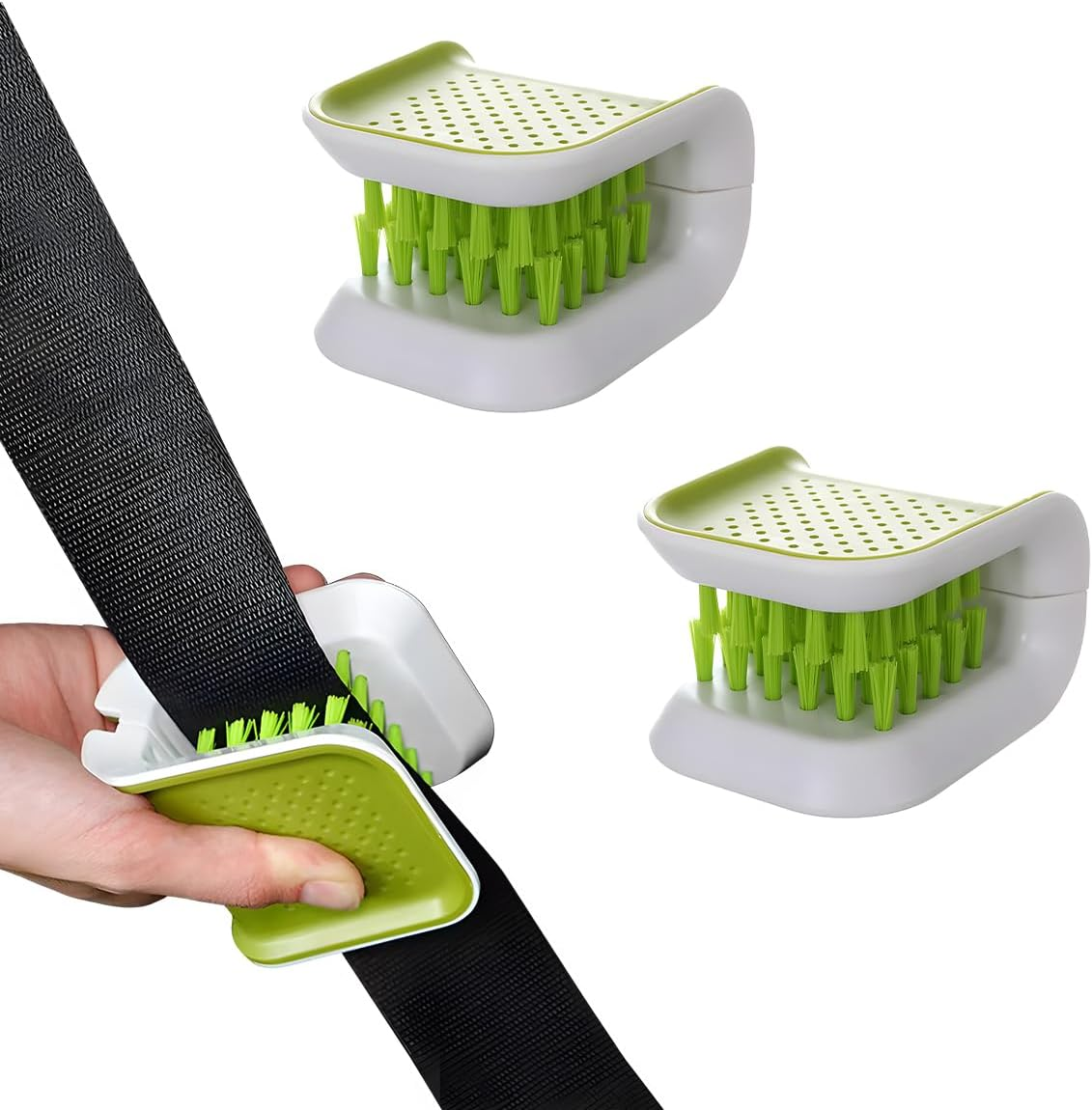 KVAEY Car Seat Belt Cleaning Brush, U-Shaped Auto Interior Washing Brush with Double-Sided Bristles, Closeable Safety Belt Bristle Scrubber Cutlery Cleaner Brush for Car Home (1 PCS) image number 4