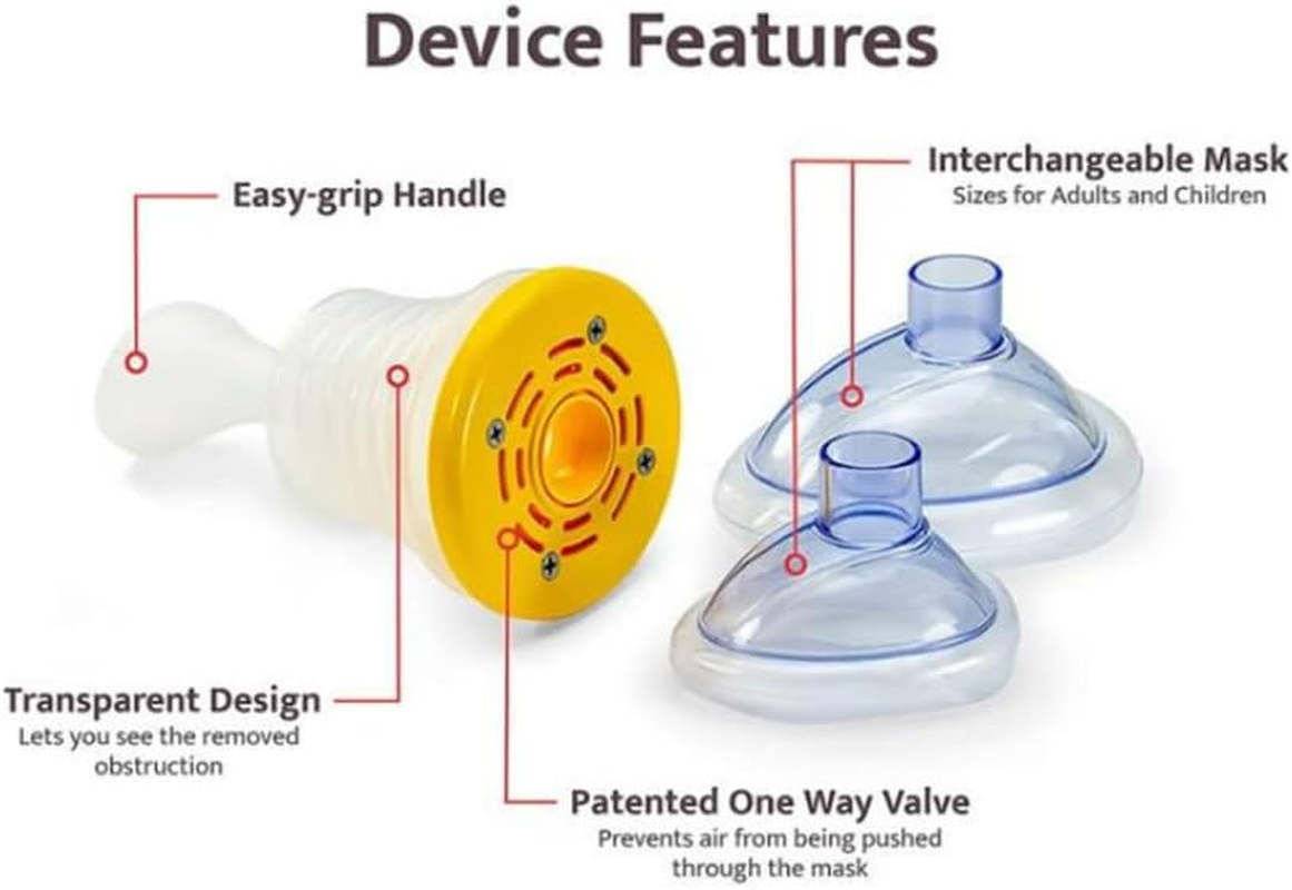 Effective Assist Device Works for Removing Foreign Material, Emergency Airway Clear Device, Anti-Gagging Equipment, Easy to Carry, Safe & Effective to Remove Blocked Objects, Can Be Reused First Aid Home Kit (Transparent&Yellow)