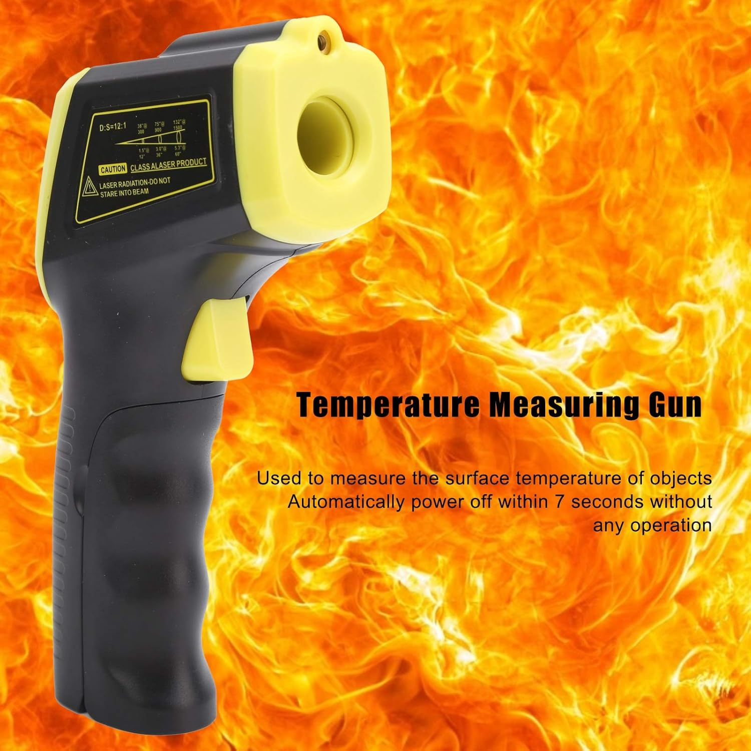 GM320S Industrial Thermometer LCD Display, Data Retention, Temperature Measuring Infrared for Hot Surfaces (Yellow) image number 6