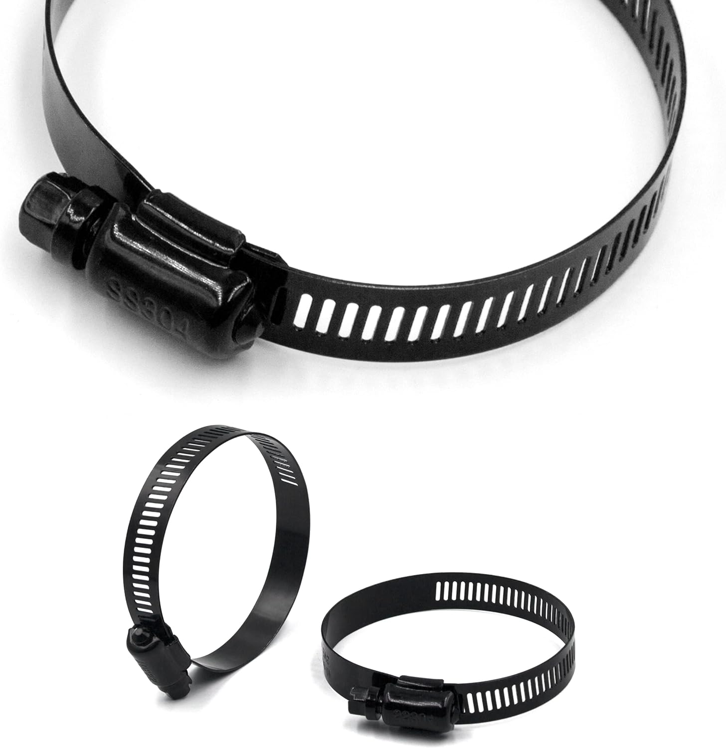 ISPINNER 4Pcs 4 Inch Stainless Steel Adjustable 78-102Mm Size Range Worm Gear Hose Clamp, Fuel Line Clamp for Plumbing, Automotive and Mechanical Application (Black) image number 1