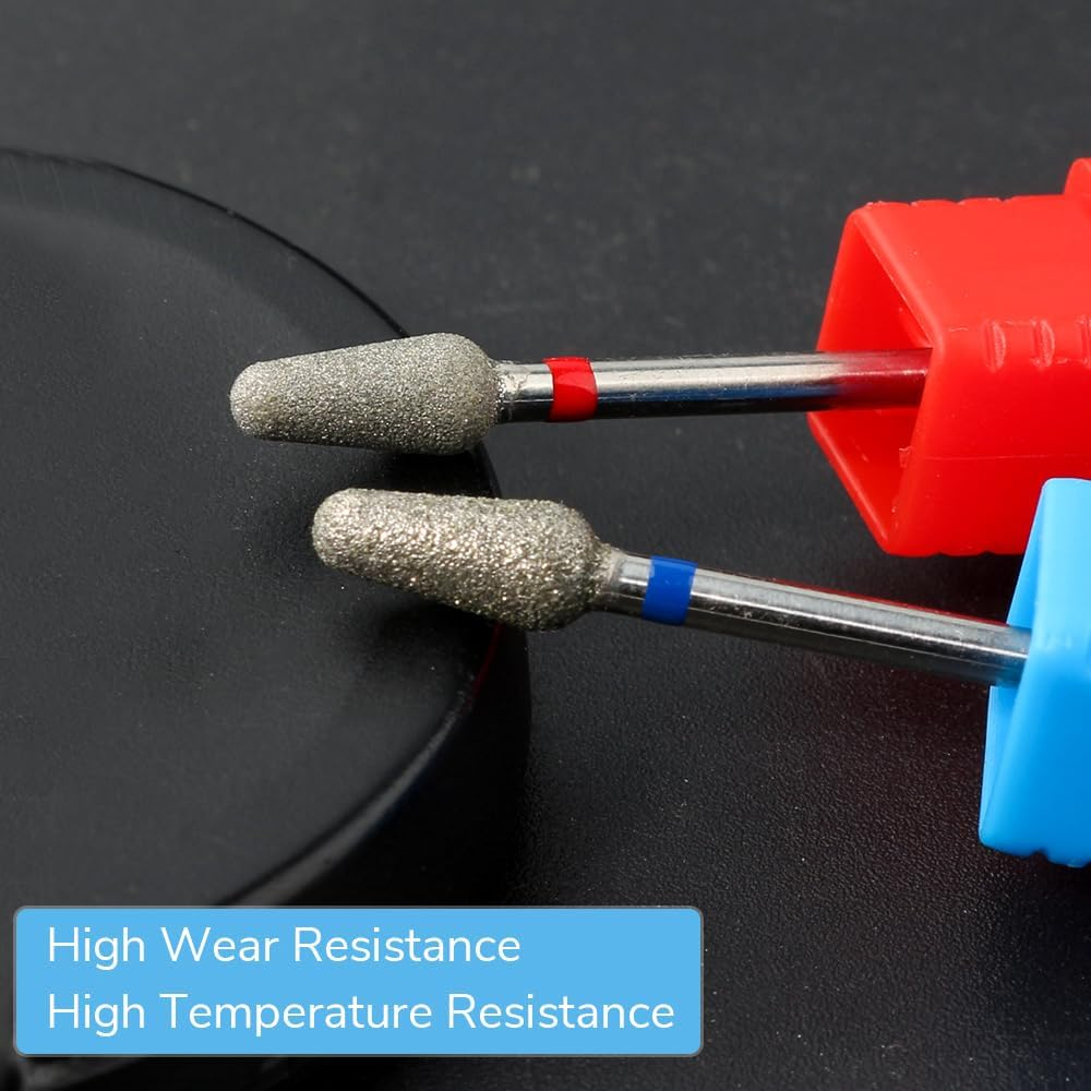 QUNZHAO 2Pcs Diamond Nail Drill Bits Carbide Conical Micro Cuticle Remover Bit for under Nail Dead Skin Cleaning Cuticle Remove Nail Art Design Manicure(03 Set) image number 3