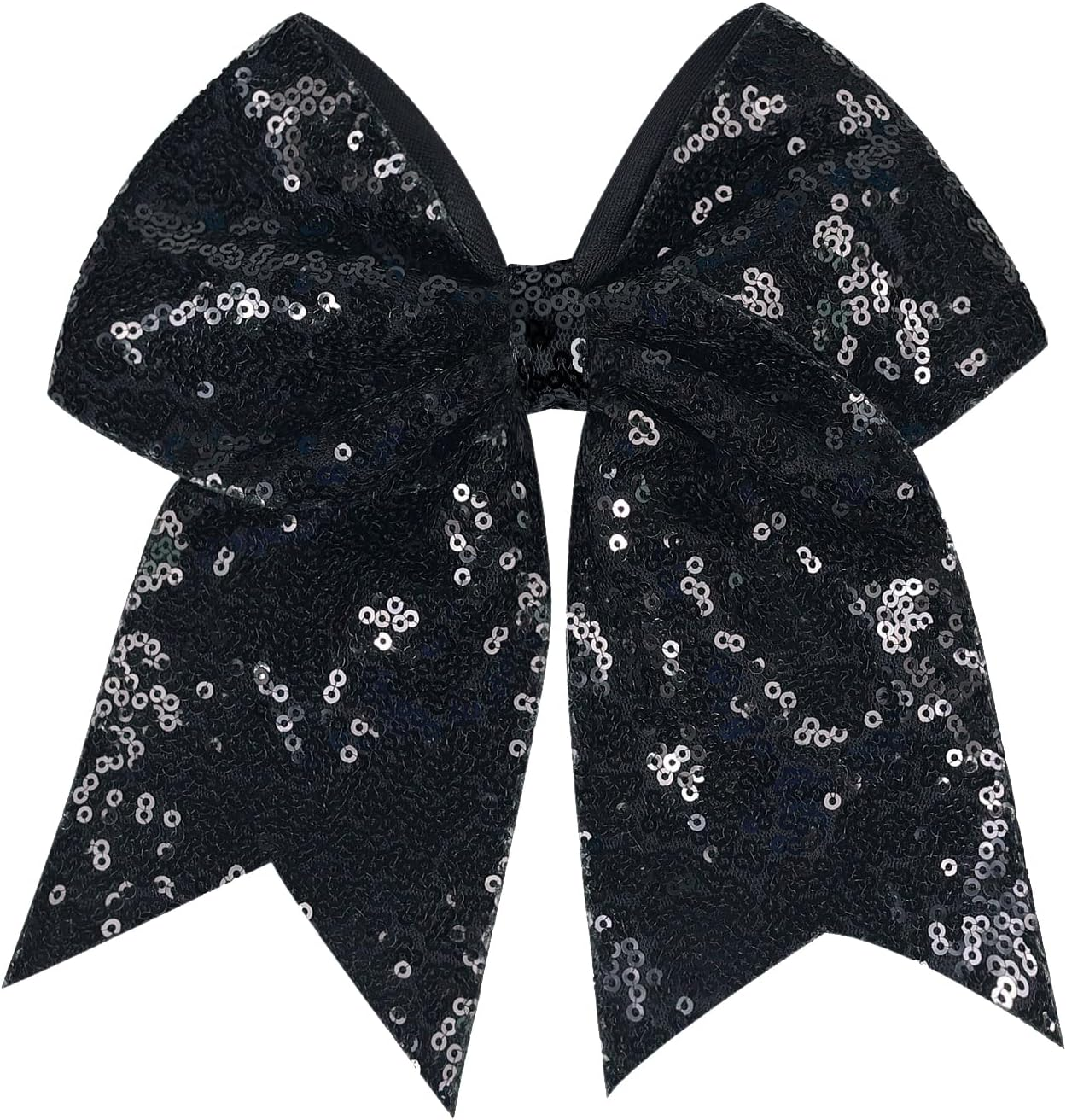 Jumbo Glitter Cheer Bow Clip - 7 Inch Large Cheerleading Sequin Hair Bow with Tails for Girls Teen Softball Cheerleader Outfit Uniform (Champ Gold)