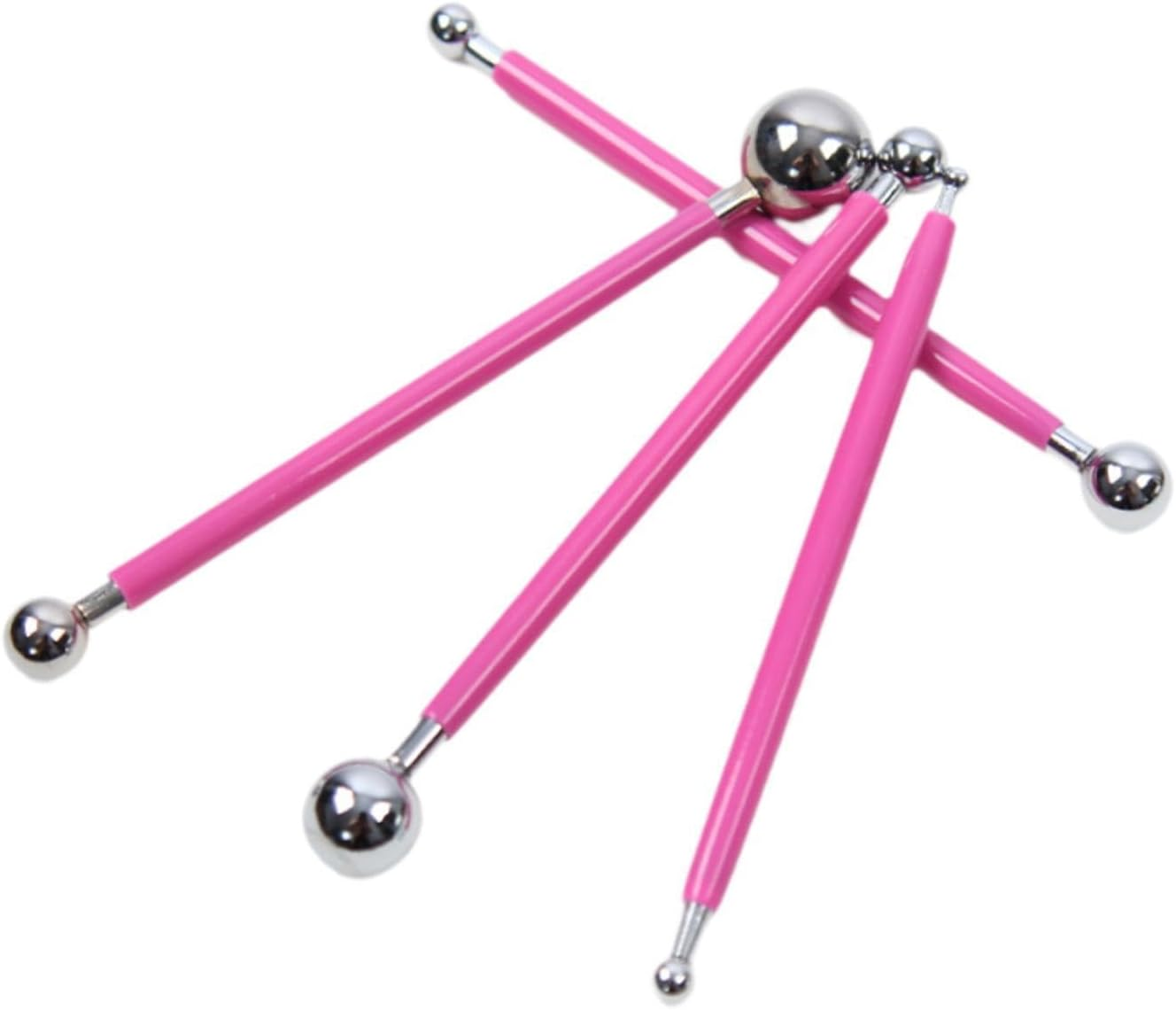 Yuksok 4Pcs Ball Stylus Dotting Tools Ball Stylus Embossing Pattern Ceramics Sculpture Modeling Tool Double Head Clay Tools, Red