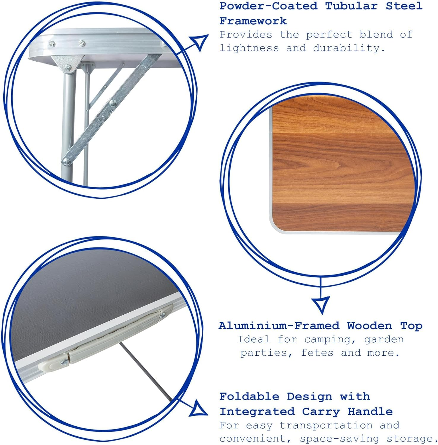 Harbour Housewares Folding Table - 80Cm X 60Cm - Black - Small Metal Trestle Tables Foldable Portable Side Table for Indoor, Outdoor, Garden, BBQ, Pinic, Dining, Camping - Brown image number 2
