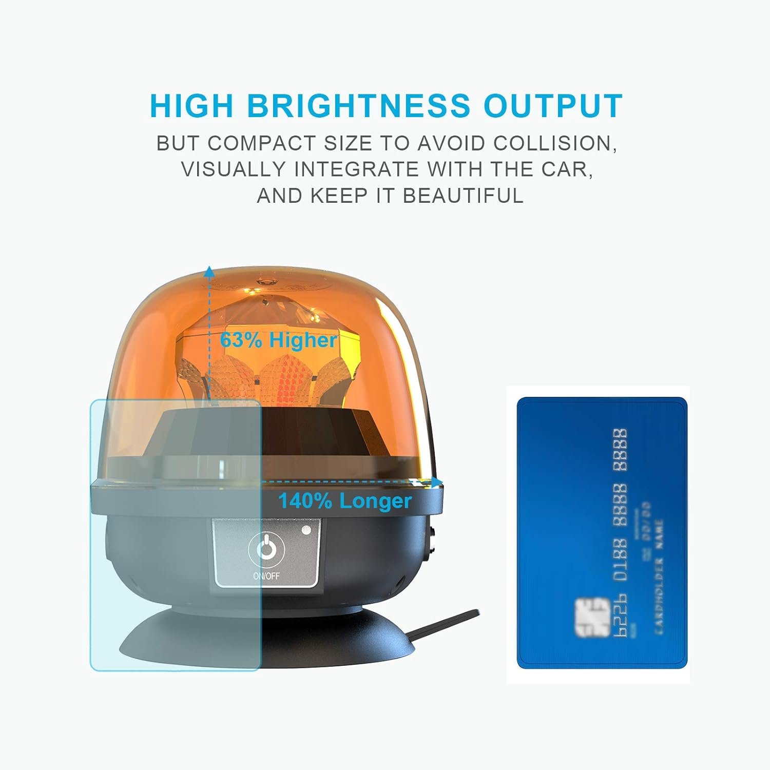 Agrieyes Magnetic Beacon Light Wireless, Class I Portable 12-24V Rotating Warning Lights, Rechargeable Amber Flashing Strobe Lights for Vehicles Trailers Trucks Tractor Bus Forklift Cars - Blue image number 5