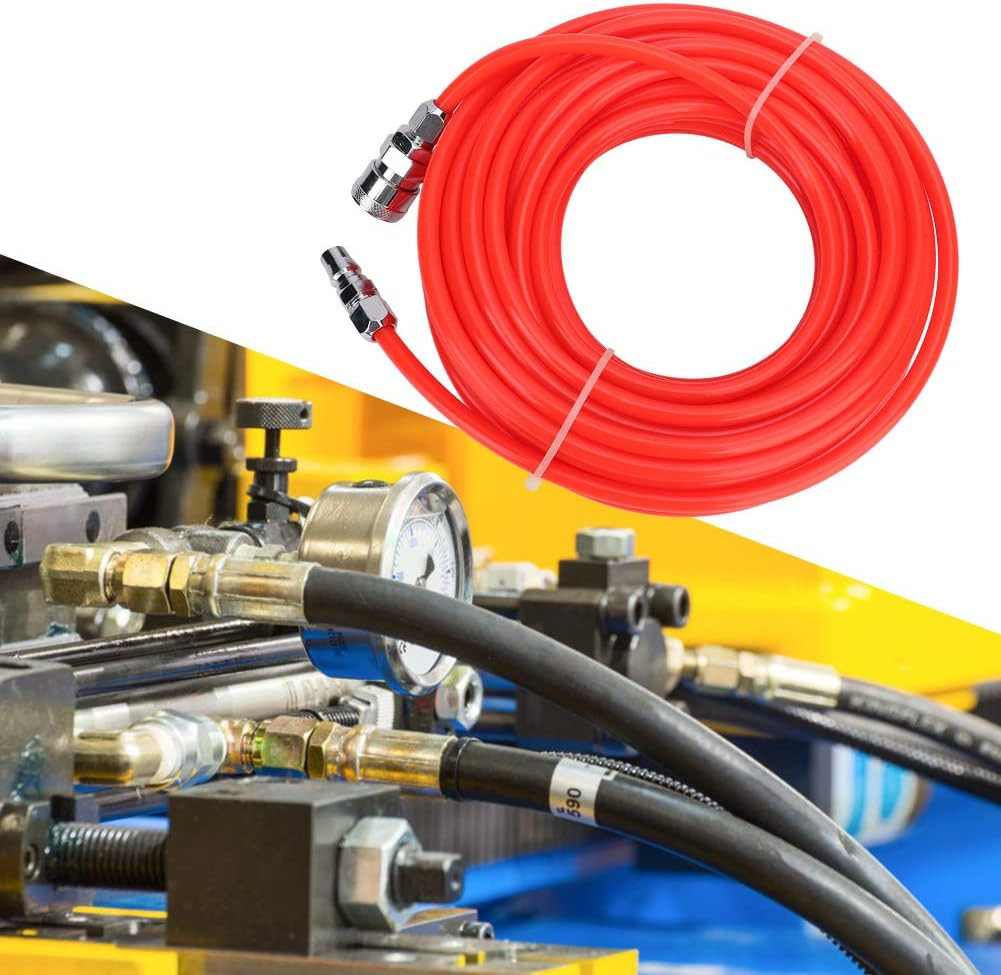 High Pressure Air Compressor Hose 15M 5X8Mm Red with Male Female Quick Coupler Fittings for Inflator Tools