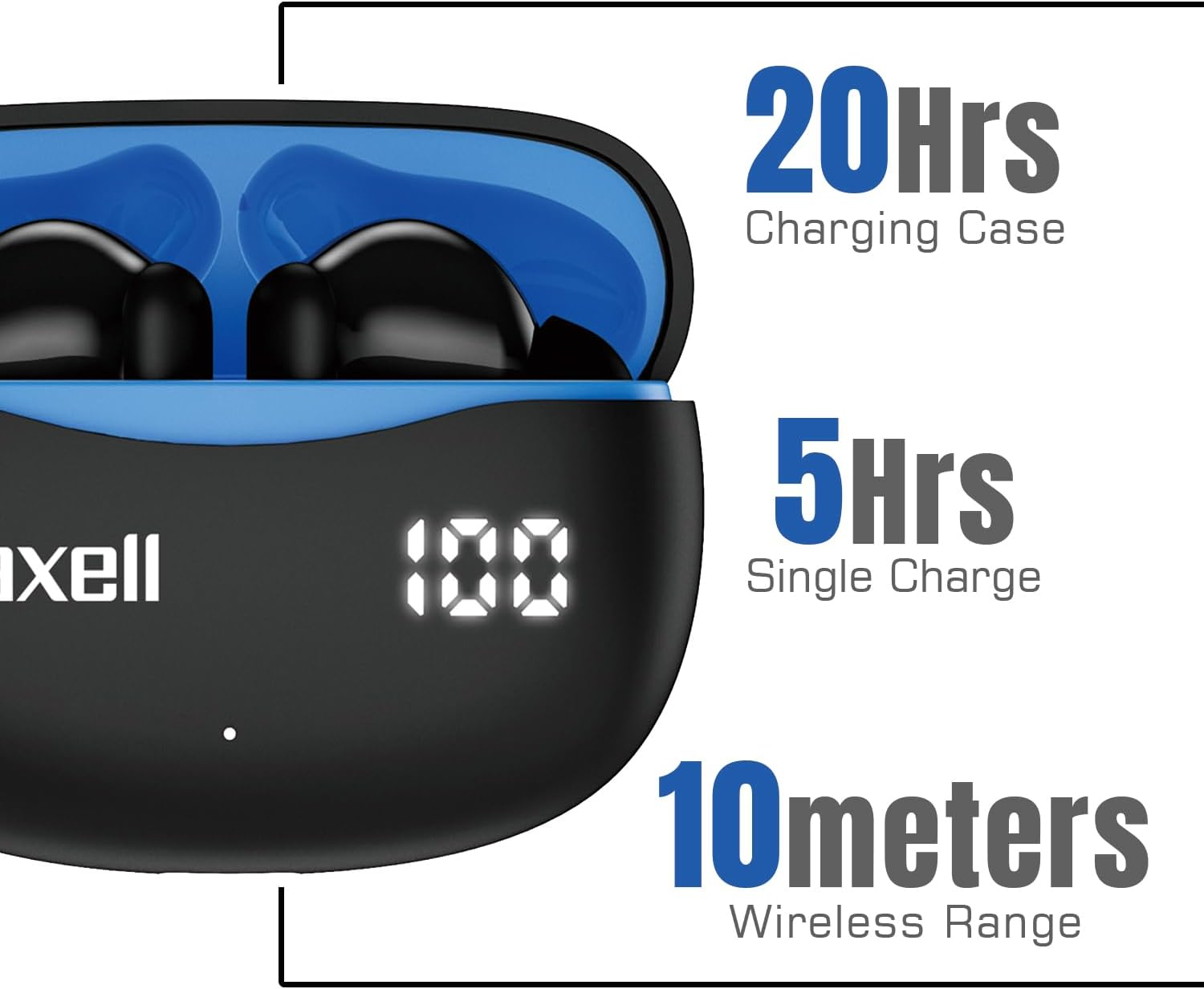 Maxell ANC-BLU Bass 13 Bluetooth Earbuds Active Noise Cancelling - True Wireless (Black) image number 3