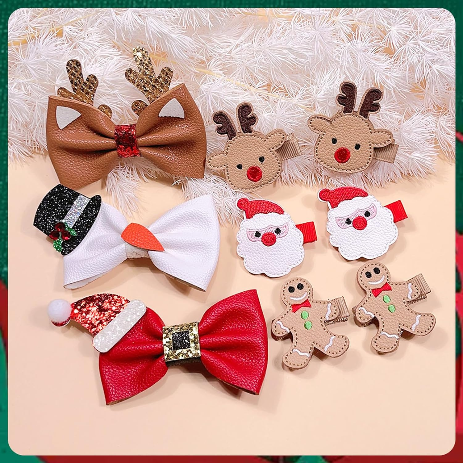 Lopsity Christmas Hair Clip Set Christmas Hairpin Cute Reindeer Antler Hair Accessory for Christmas Party for Girls Women Kids Gifts (A) image number 2