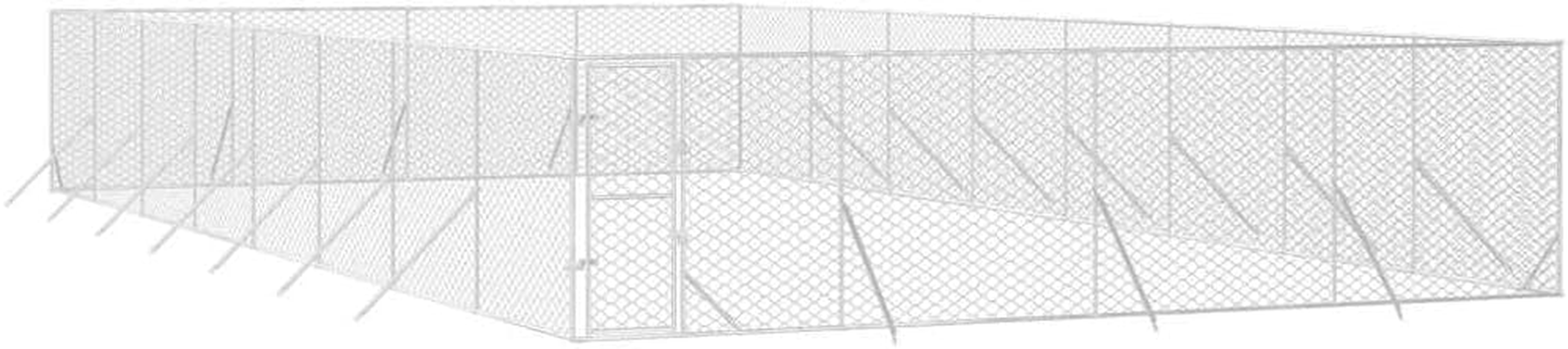 Outdoor Dog Kennel Silver 8X16X2 M Galvanised Steel Pet Shelter Large Enclosure