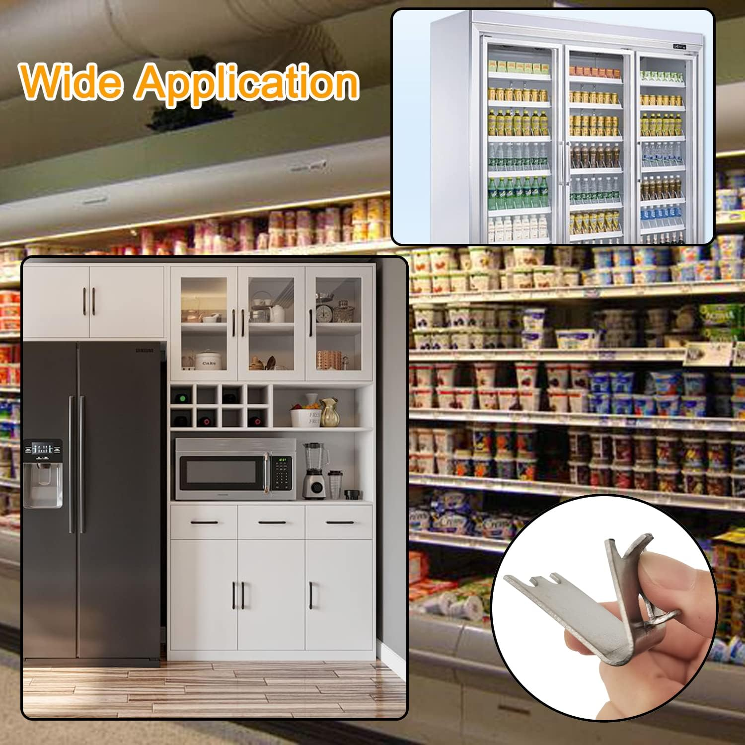 920158 Freezer Shelf Clip,Stainless Steel Shelf Clip for Refrigerator,Freezer Cooler Shelf Support,Replacement Shelf Square Buckles Clips (10) image number 1