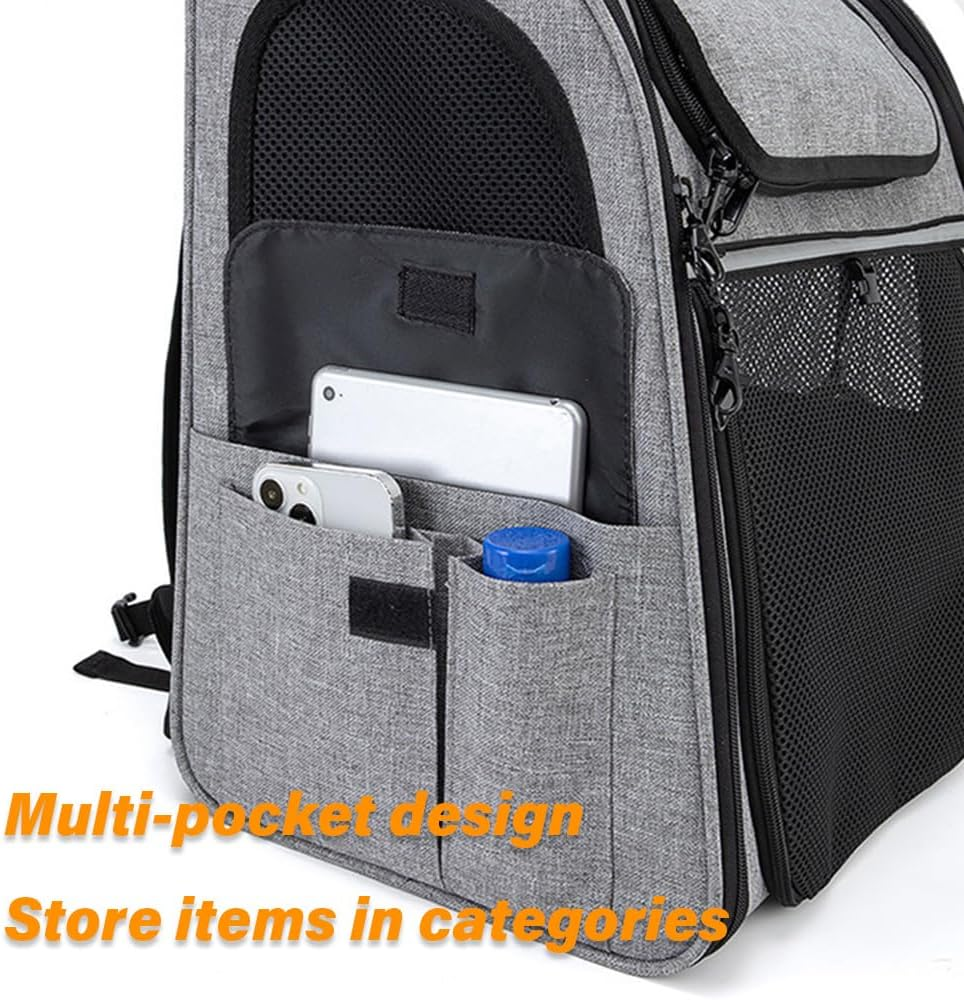 Portable Cat Backpack with Breathable Mesh Pet Backpack Large Capacity Expandable Backpack for Small Dogs, Puppies, Medium Cats, Suitable for Hiking, Camping, Outdoor Activities. (Fluorescent Green)