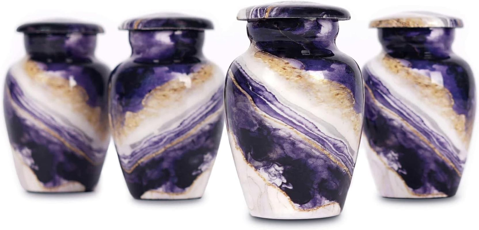 Dream River &ndash; Set of 4 Small Keepsake Cremation Urns for Human Ashes &ndash; Mini Funeral Urns for Ashes &ndash; Navy Blue image number 5