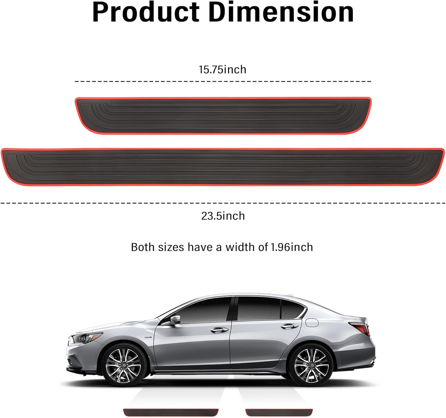 4PCS Car Door Sill Protector,Anti-Scratch & Waterproof Car Door Sills Scratch Protection,Universal Car Exterior Accessories Automotive Door Entry Guard for Car,Truck,Suv (Black Red, Width 1.96") image number 3