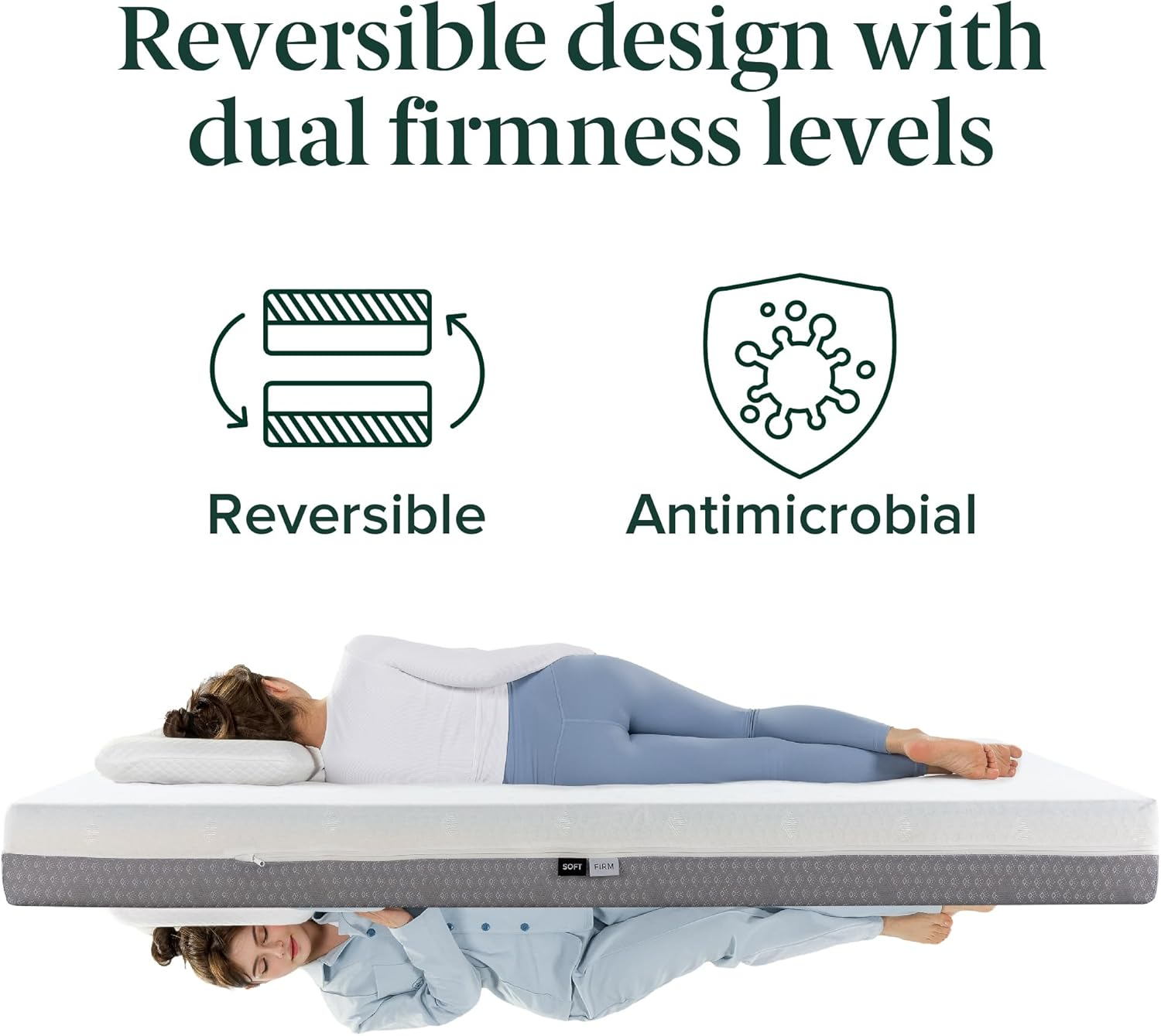 Zinus Cooling Gel Double Memory Foam Mattress, Flippable Bed, Plush & Medium Comfort, Two-Sided Mattress image number 4