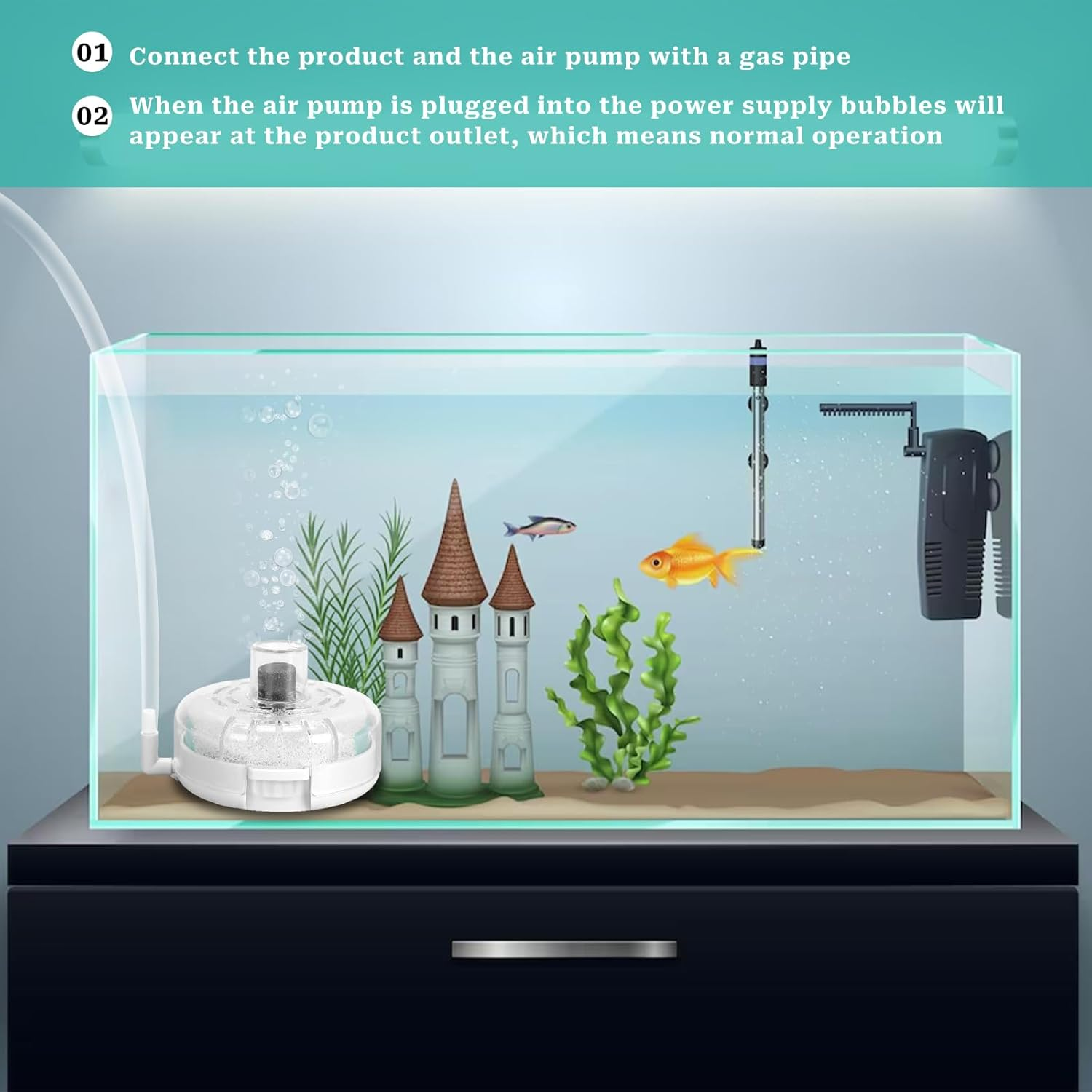 KALIONE Small Aquarium Filter, Mini Aquarium Sponge Filter, Small Filter for Fish Tank, Transparent Turtle Tank Filter, Small Fish Tank Water Filter for 2-6 Gallon Aquarium Betta Fish Tank image number 4