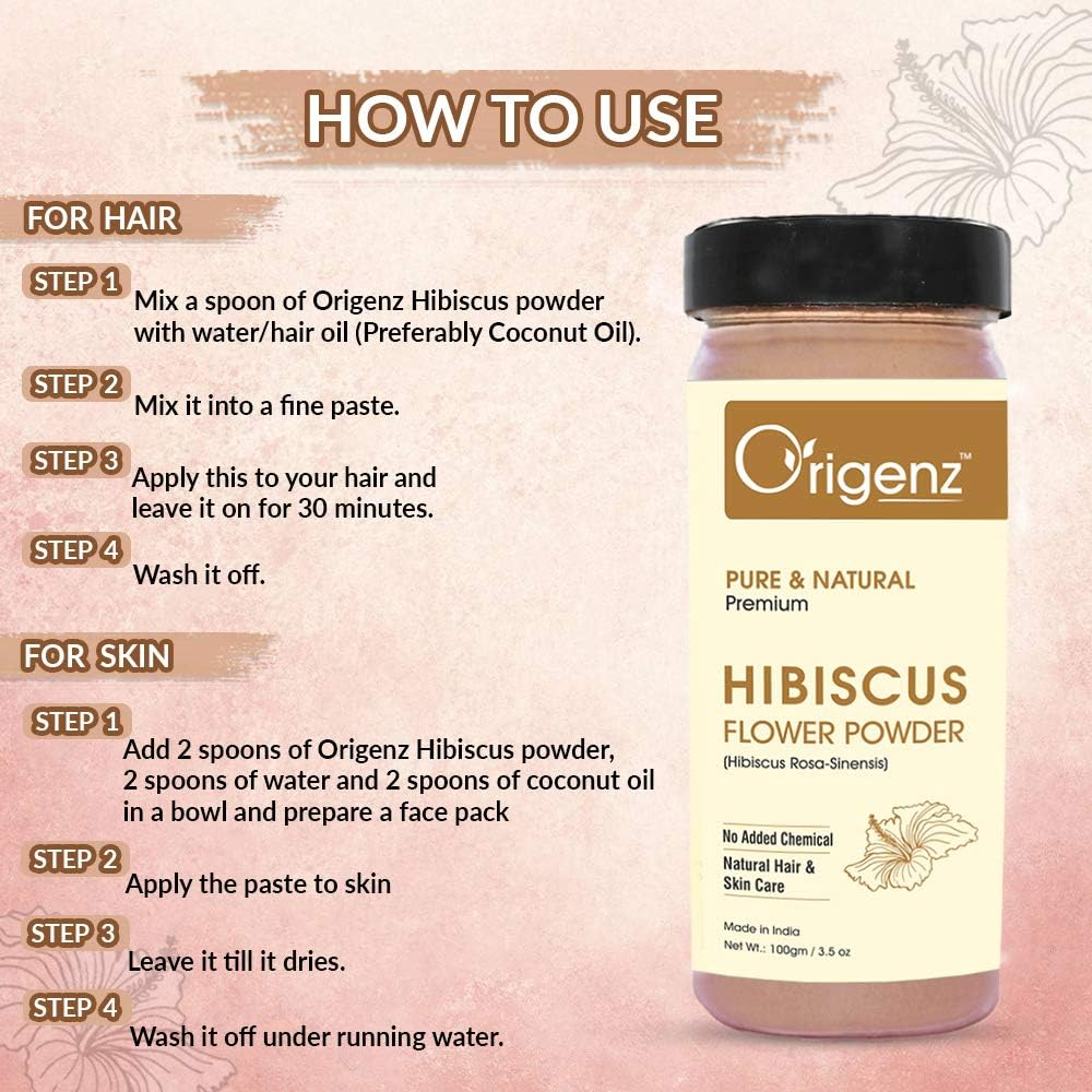Origenz Premium Hibiscus Powder for Hair & Skin 100Gm (Pack of 2) image number 5