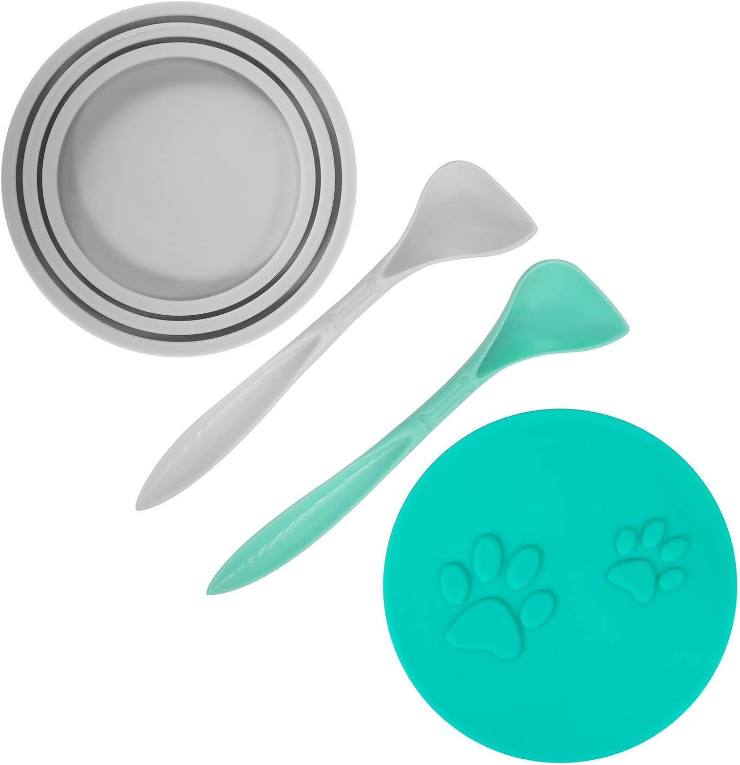 SLSON Pack of 2 Pet Food Can Lids with 2 Spoons and Cute Cat Paw Pattern for Canned Food for Dog and Cat Food, Fits Almost All Food Cans image number 1
