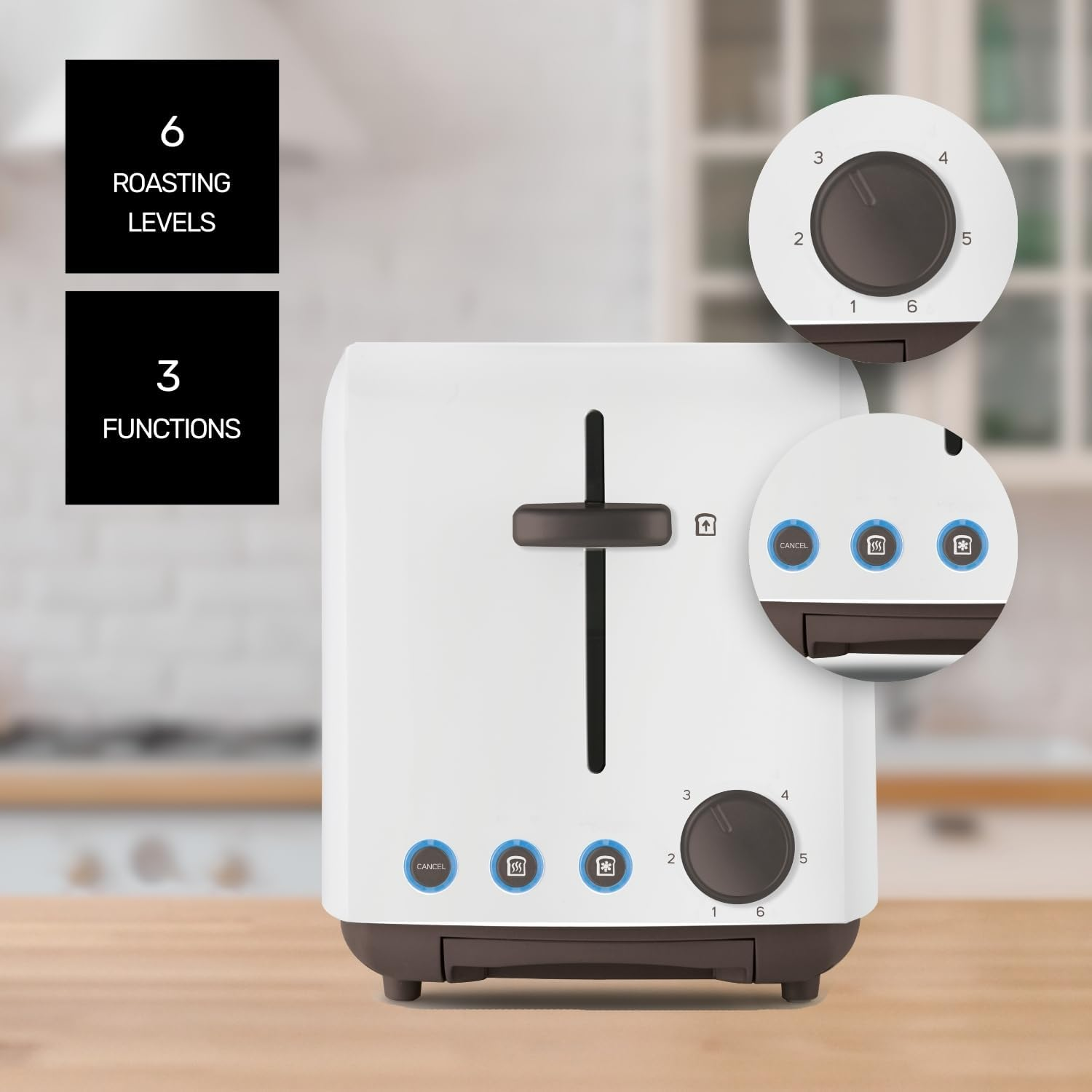 TAURUS Mytoast 3 Duplo Toasters 1450W Three Function LED Light 0 Decibels 2 Extra Long Slots Plastic White image number 6