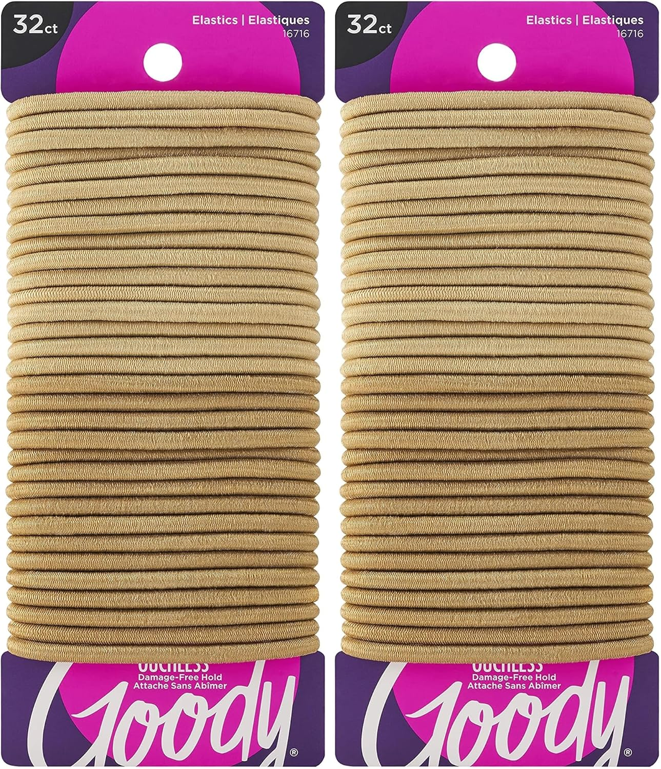 Goody Hair Women'S Braided Hair Elastics Black 4Mm for Medium Hair, 32 Count, Pack of 3