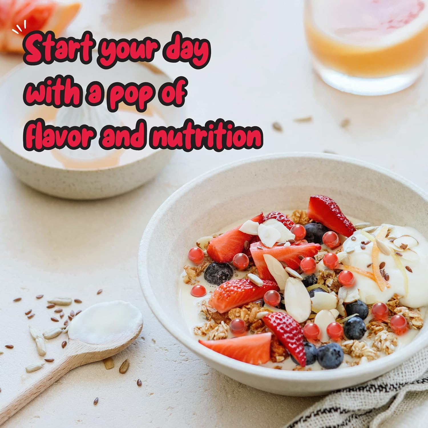 Locca - Bubble Tea Pearls - Popping Boba Pearls - Instant Tapioca Pearls for Bubble Tea Kit - 4 Pack - Mango -Blueberry | Blueberry - Lychee - Strawberry- 490G image number 4