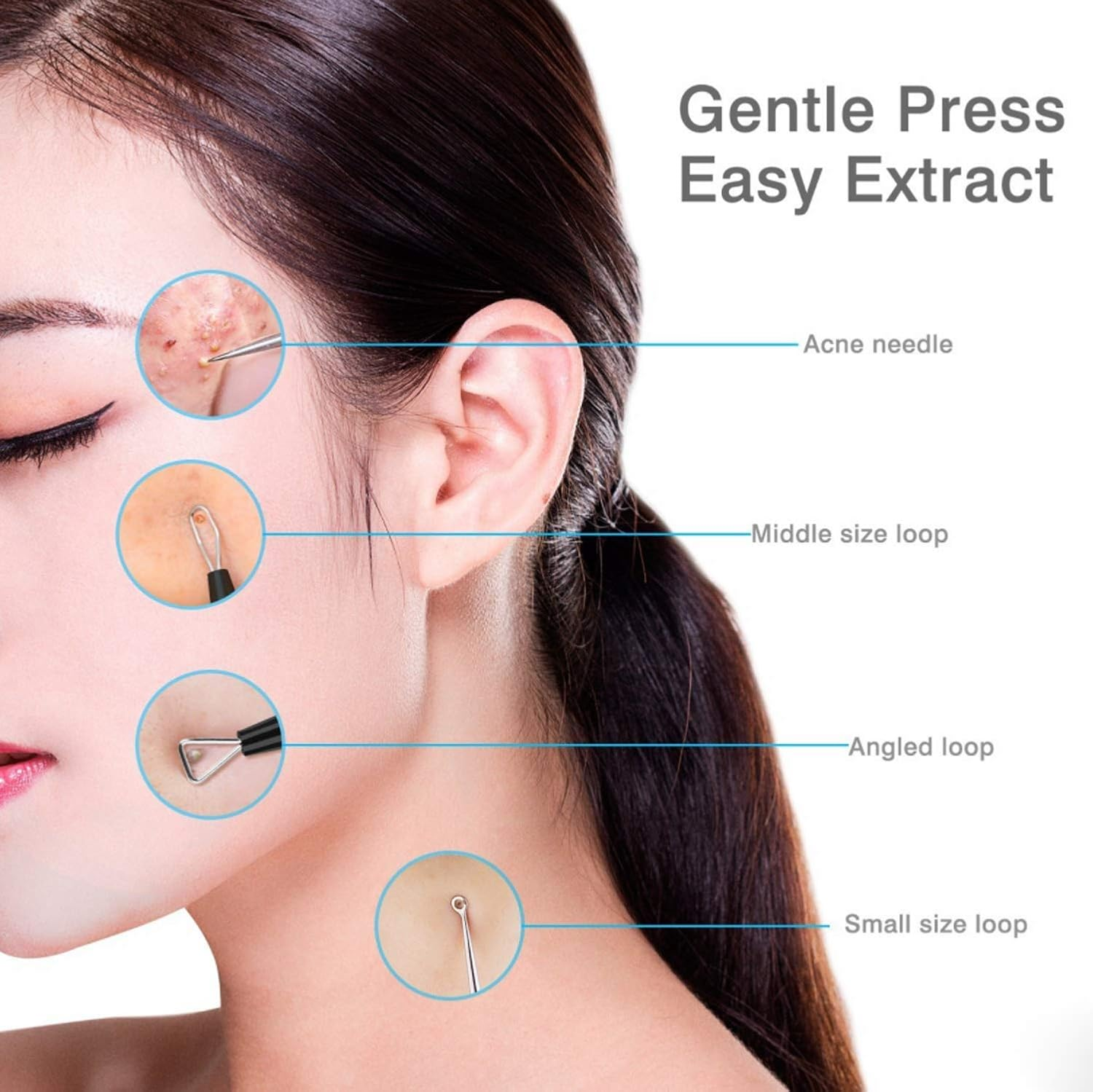 JPNK Pink&Black Blackhead Remover Pimple Comedone Extractor Tool Z-Black - Black image number 5