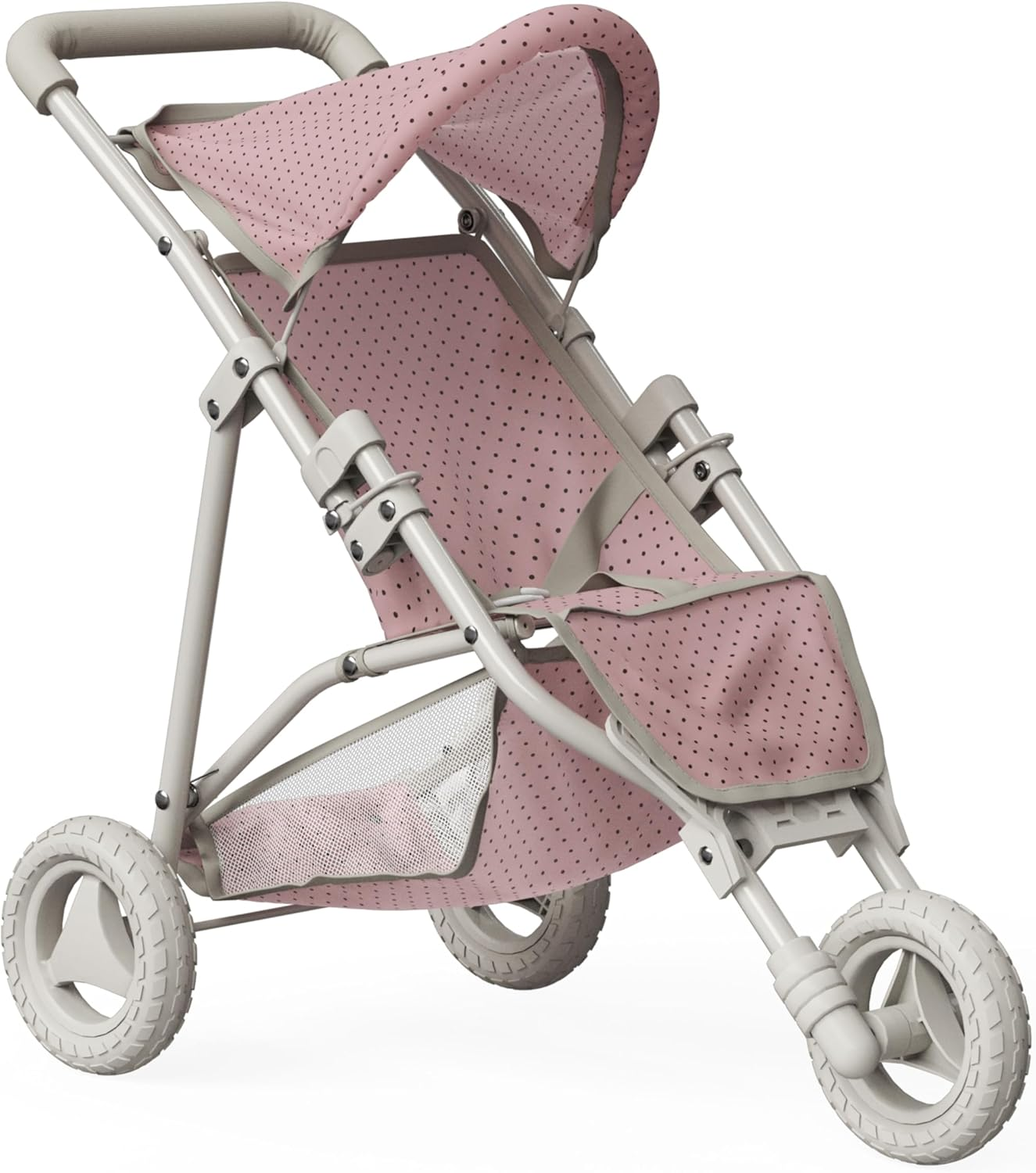 Olivia&rsquo;S Little World Polka Dot Princess Baby Doll Jogging Stroller Toy Pram, Pink/Grey image number 3