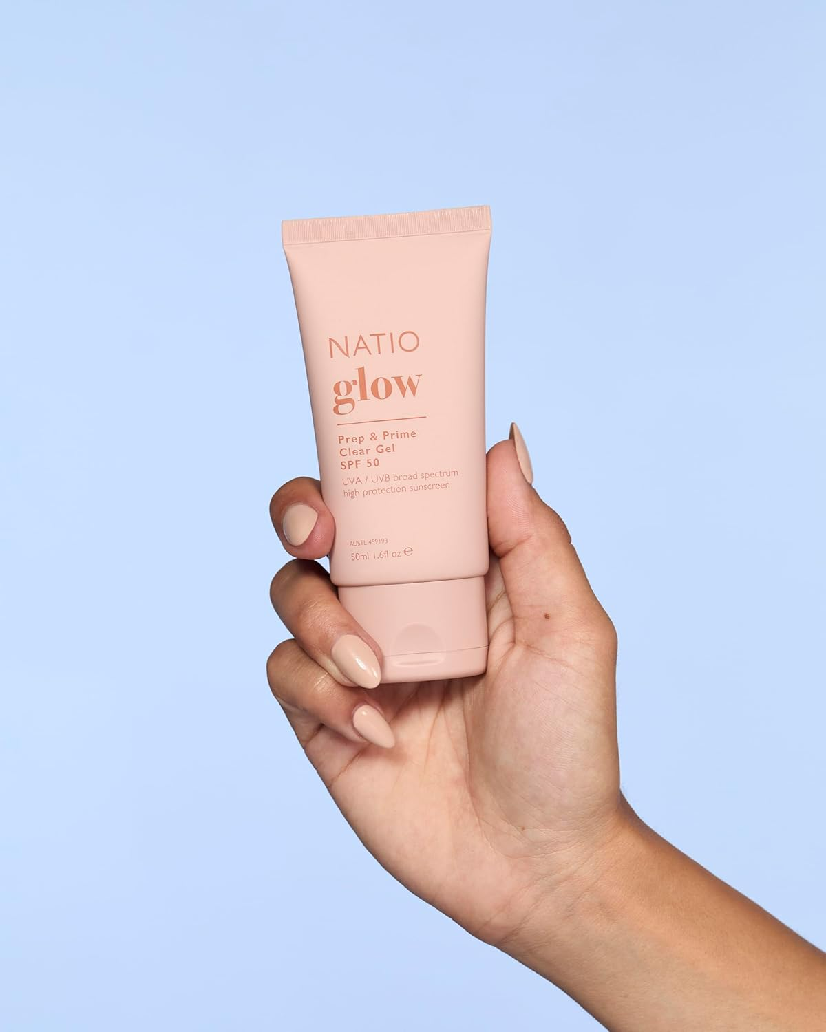 Natio Australia Glow Prep & Prime Clear Gel SPF 50 - Zero White-Cast, Waterless Sunscreen - UVA/UVB Protection - Infused with Vitamin E, Vegan Friendly, Fragrance Free & Made in Australia image number 3