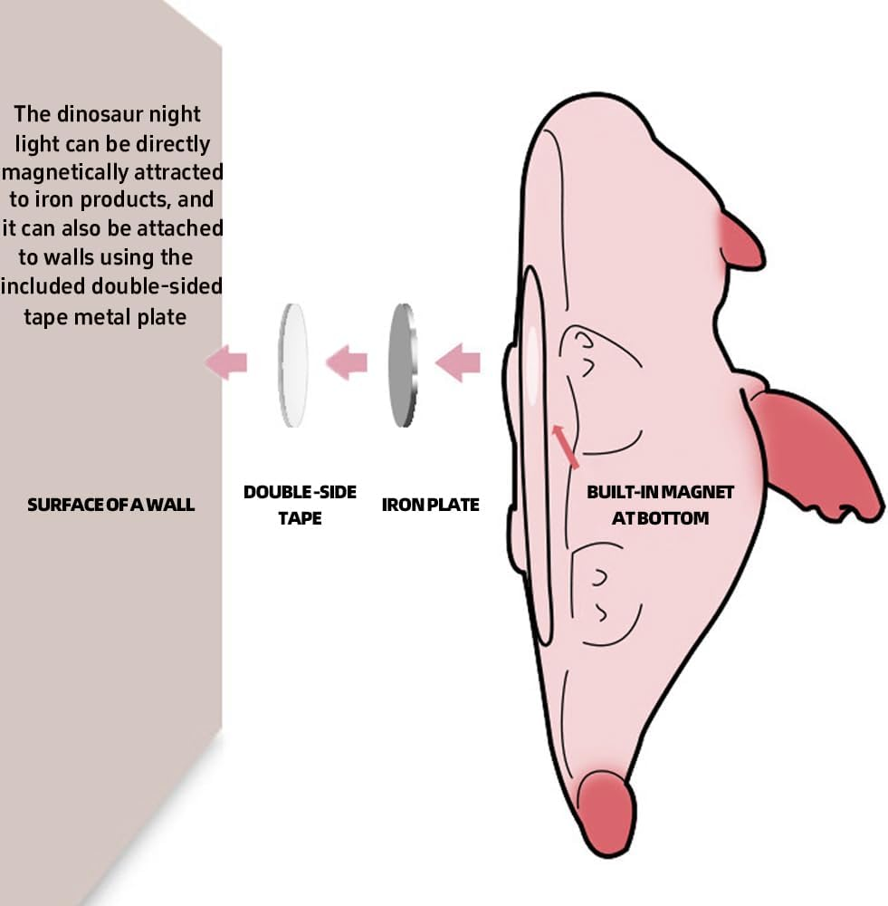 Cute Dinosaur Night Light, Squishy Silicone Dinosaur Lamp Rechargeable Light, Nursery Animal Touch Bedside Lamp, 3 Level Dimmable with 7 Color,Table Night Lamp for Room Decor Funny Presen for Boy Girl
