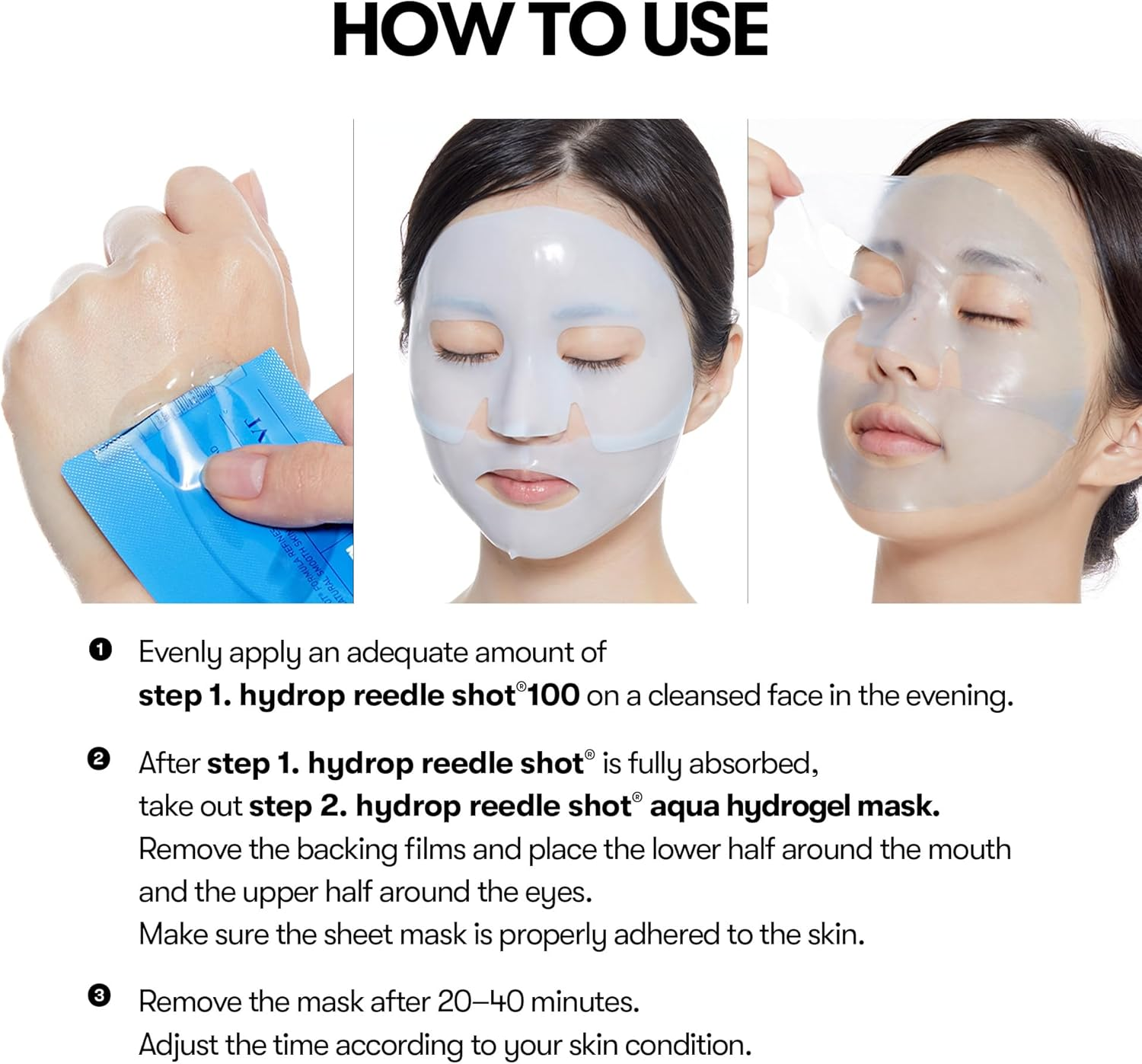 VT COSMETICS Hydrop Reedle Shot 100Hl 2-Step Hydrogel Mask, Intensive Hydrating, Exosome Hyaluronic Acid Face Mask, Dewy & Glass Skin, Overnight Melting Mask, Korean Facial Mask, 34.5G - Pro Cica image number 6