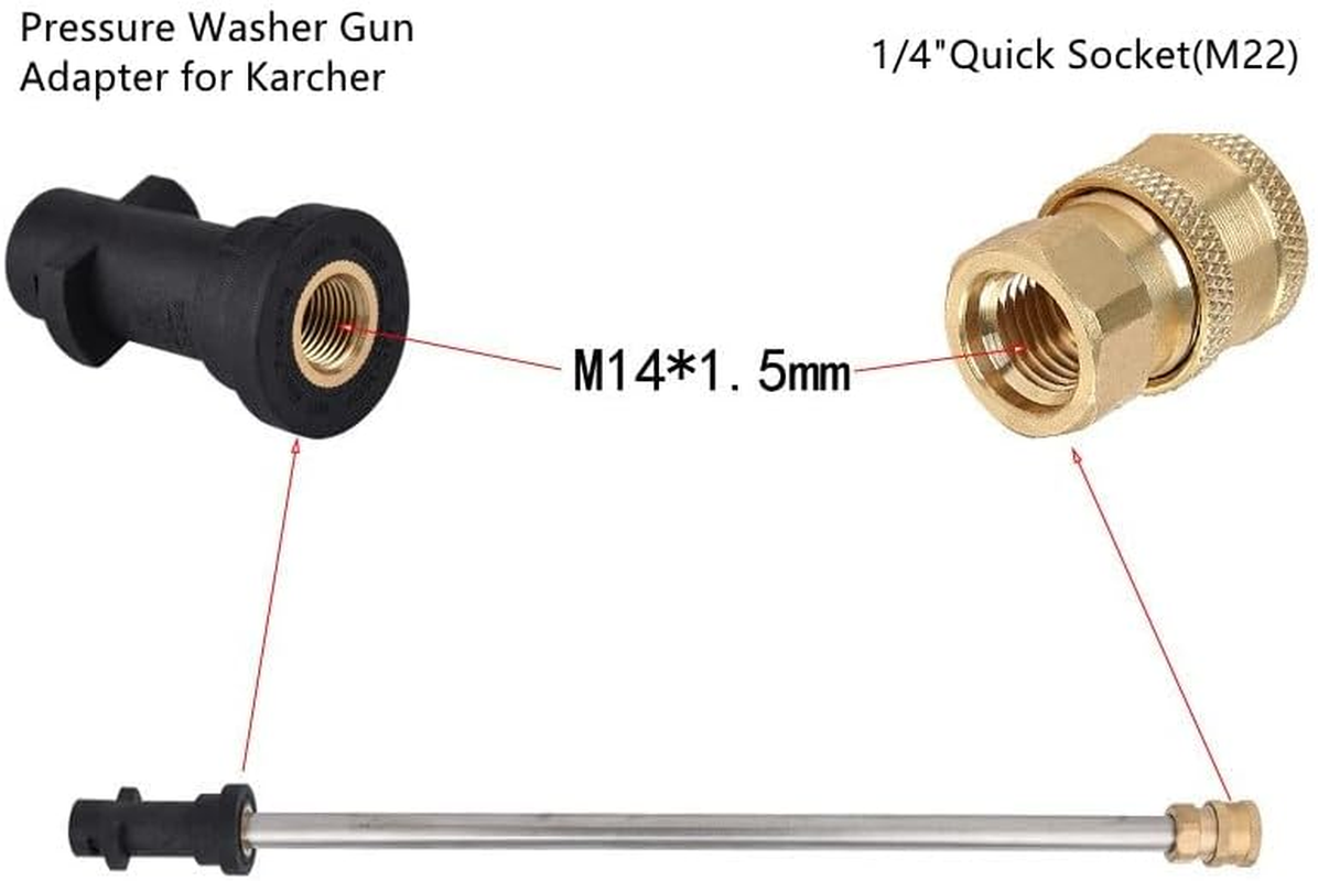 Gutter Cleaning Tool Hight Pressure Washer Extension Spray Attachment with 5 Pcs Nozzle Tips, Underchassis Roof Wash Lance Compatible for Karcher K2 K3 K4 K5 K6 K7 (Stainless Steel) image number 5