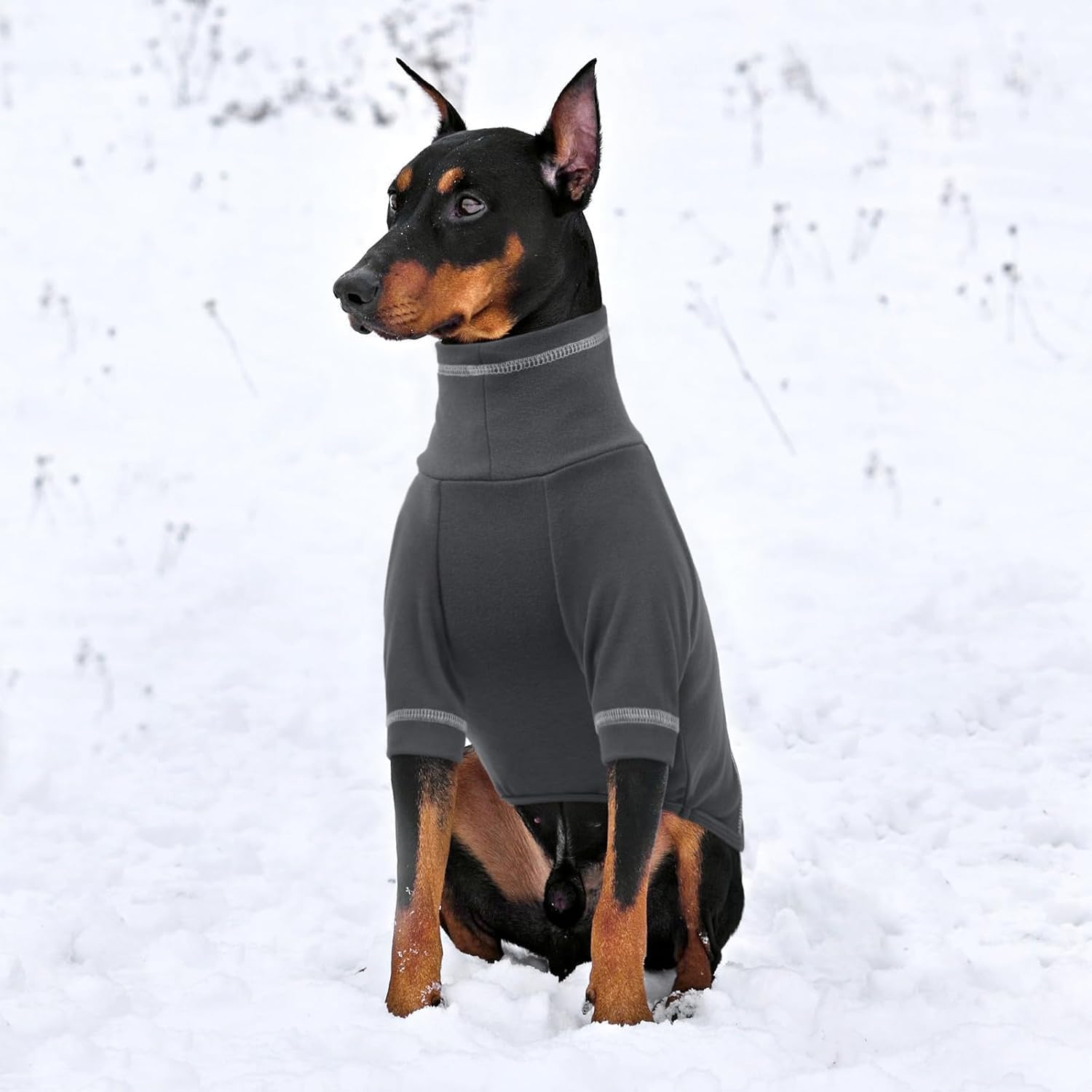 Kuoser Fleece Dog Sweater, Soft Pullover Large Dog Sweater, Turtleneck Dog Sweaters for Medium Dogs Girl Boy, Fall Warm Dog Winter Clothes with Sleeves, Dog Fleece Sweatshirt Vest Coat(M,Darkgray) image number 6