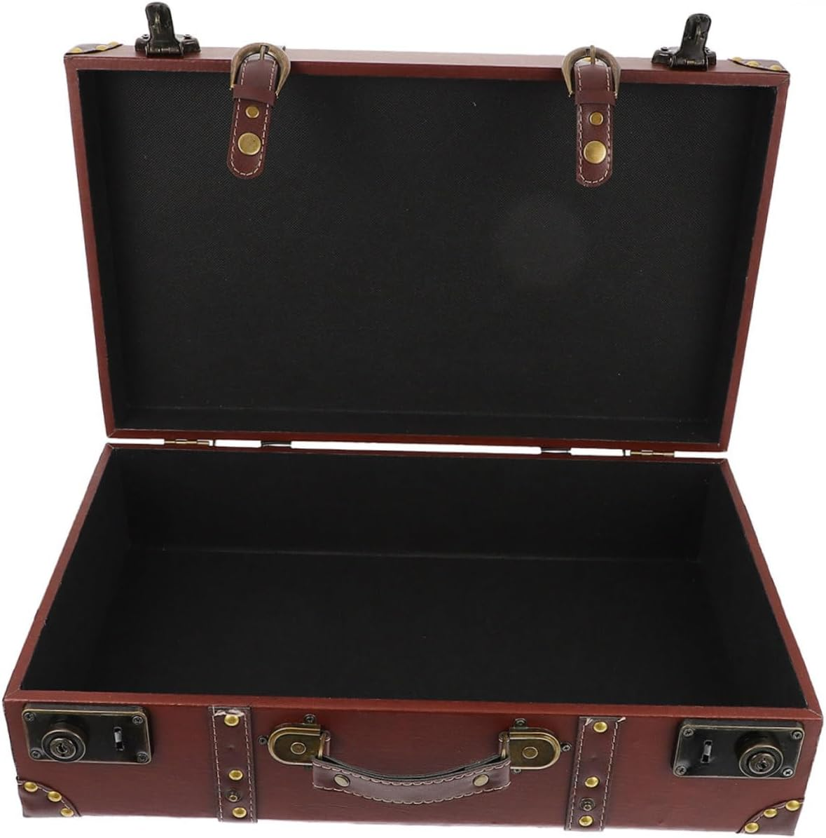 Vintage Suitcase Decorative Storage Box Straps Small Size Retro Photo Prop for Home D&eacute;cor image number 5