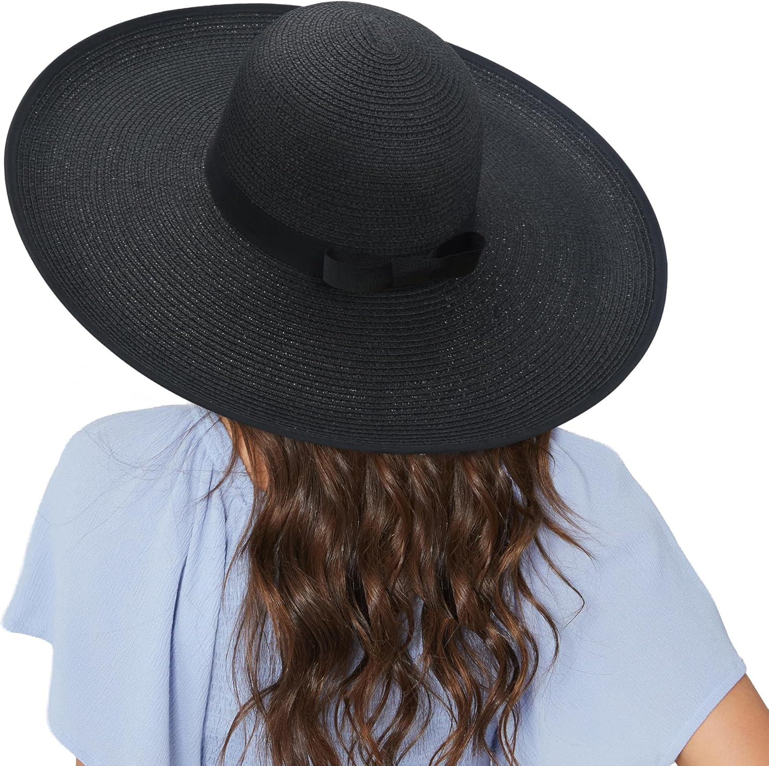 Naivlizer Women Wide Brim Sun Hat UPF50 Straw Summer Hat Floppy Beach Hat Roll-Up - Beige image number 3