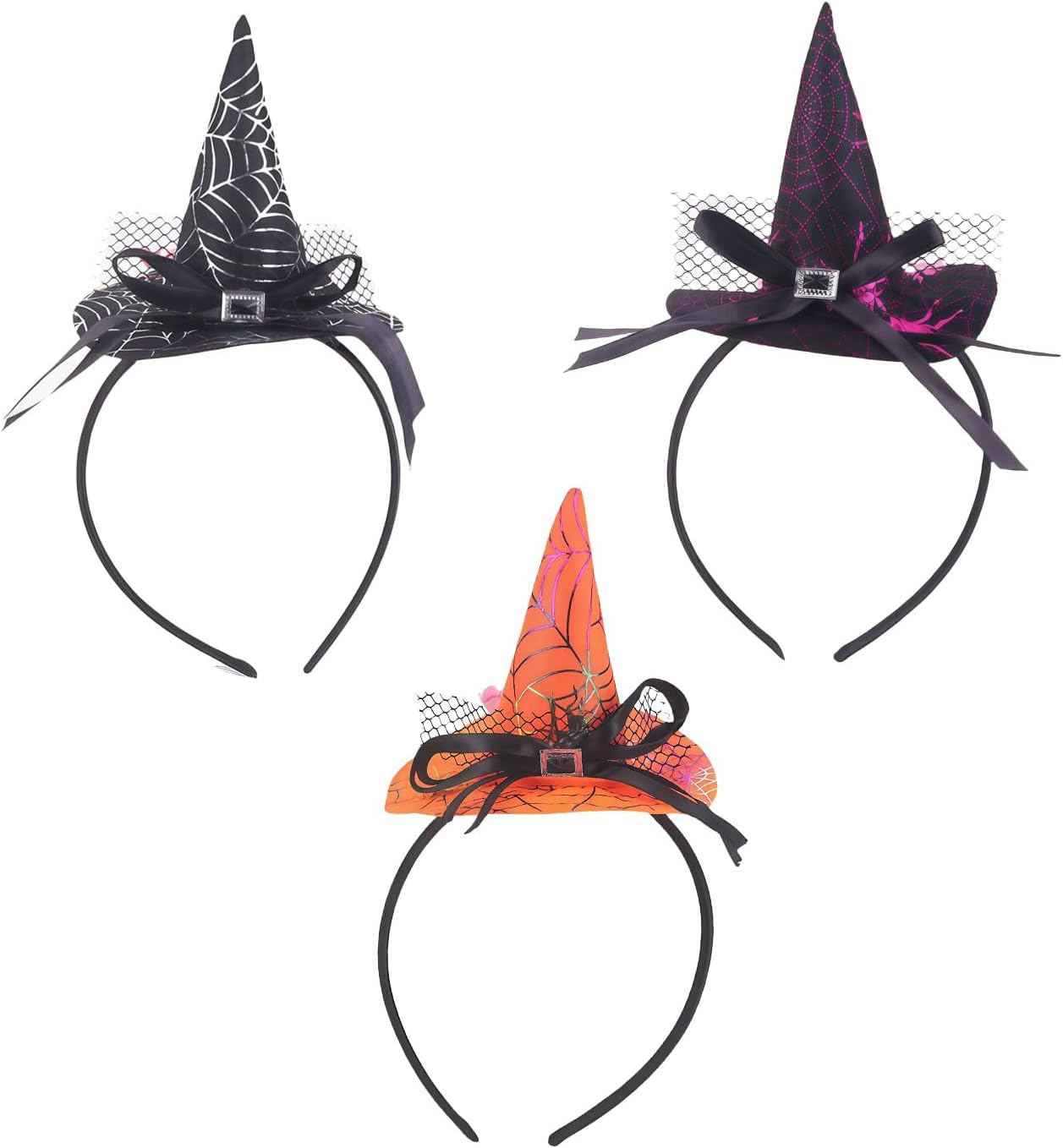 OHEETU 3Pcs Mini Witch Hat Headbands Halloween Hair Accessories Cosplay Dress-Up Photo Props for Costume Party image number 6