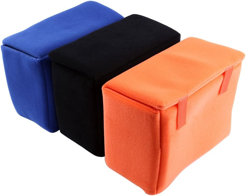 Bewinner Portable Camera Insert Bag, Orange, Velvet Liner, SLR DSLR Camera Case - Black image number 6