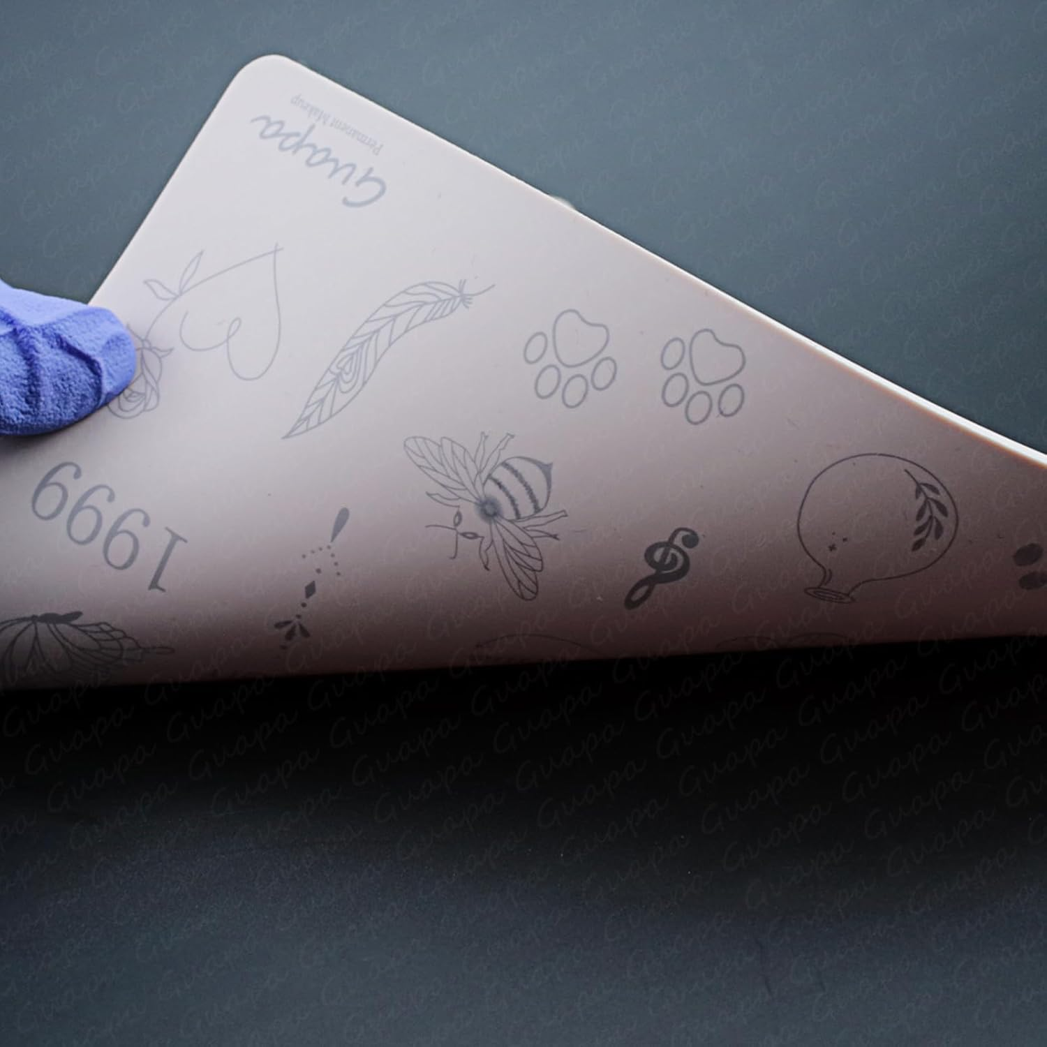 Guapa 3Pcs Tiny Tattoo Practice Skin over 80 Unique Stencil Designs Realistic Replication Tattoo Stencil Designs for Real Tattoos (Pink Sheet) image number 4