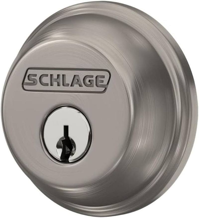 Schlage B60N Single Cylinder Deadbolt, Satin Nickel image number 2