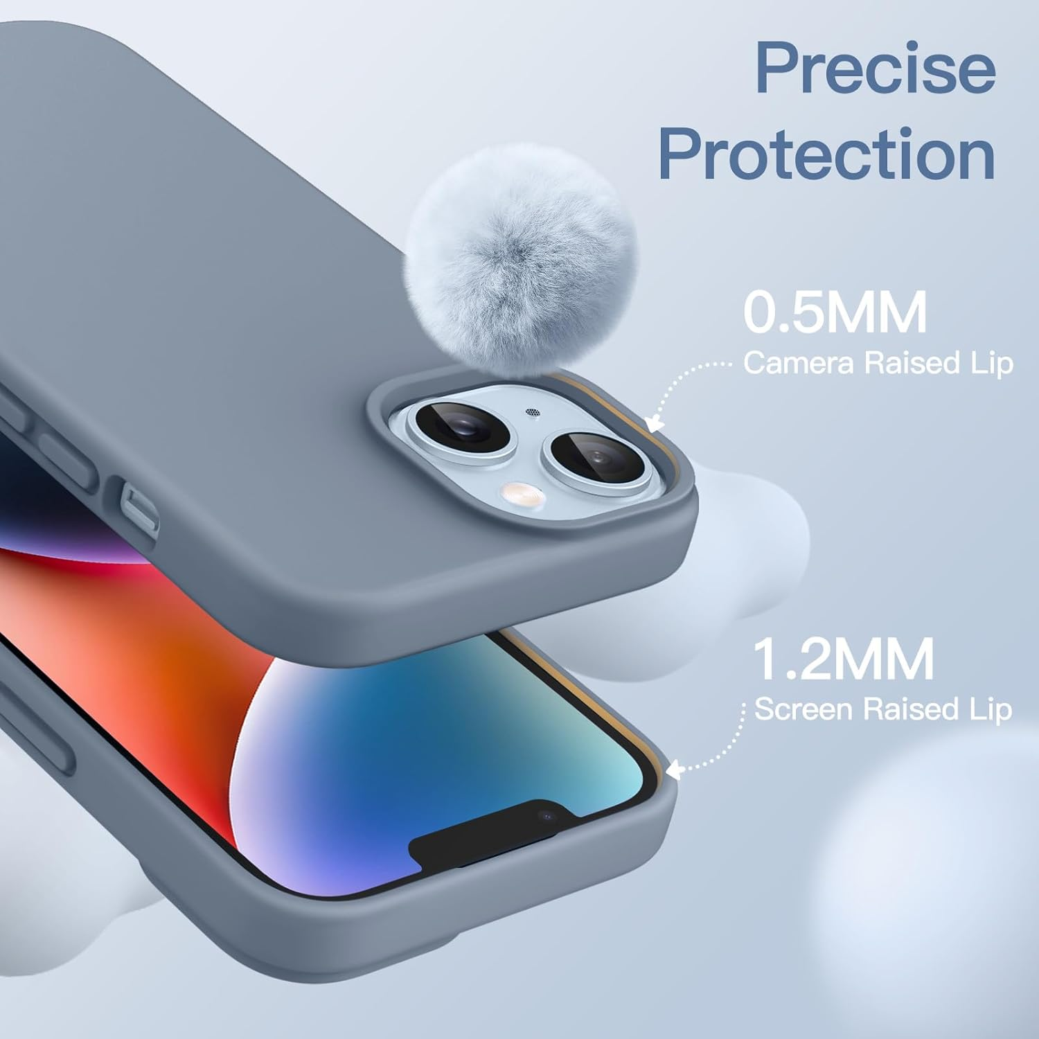 Jetech Silicone Case for Iphone 14 6.1-Inch, Silky-Soft Touch Full-Body Protective Phone Case, Shockproof Cover with Microfiber Lining (Sierra Blue) - Black image number 6