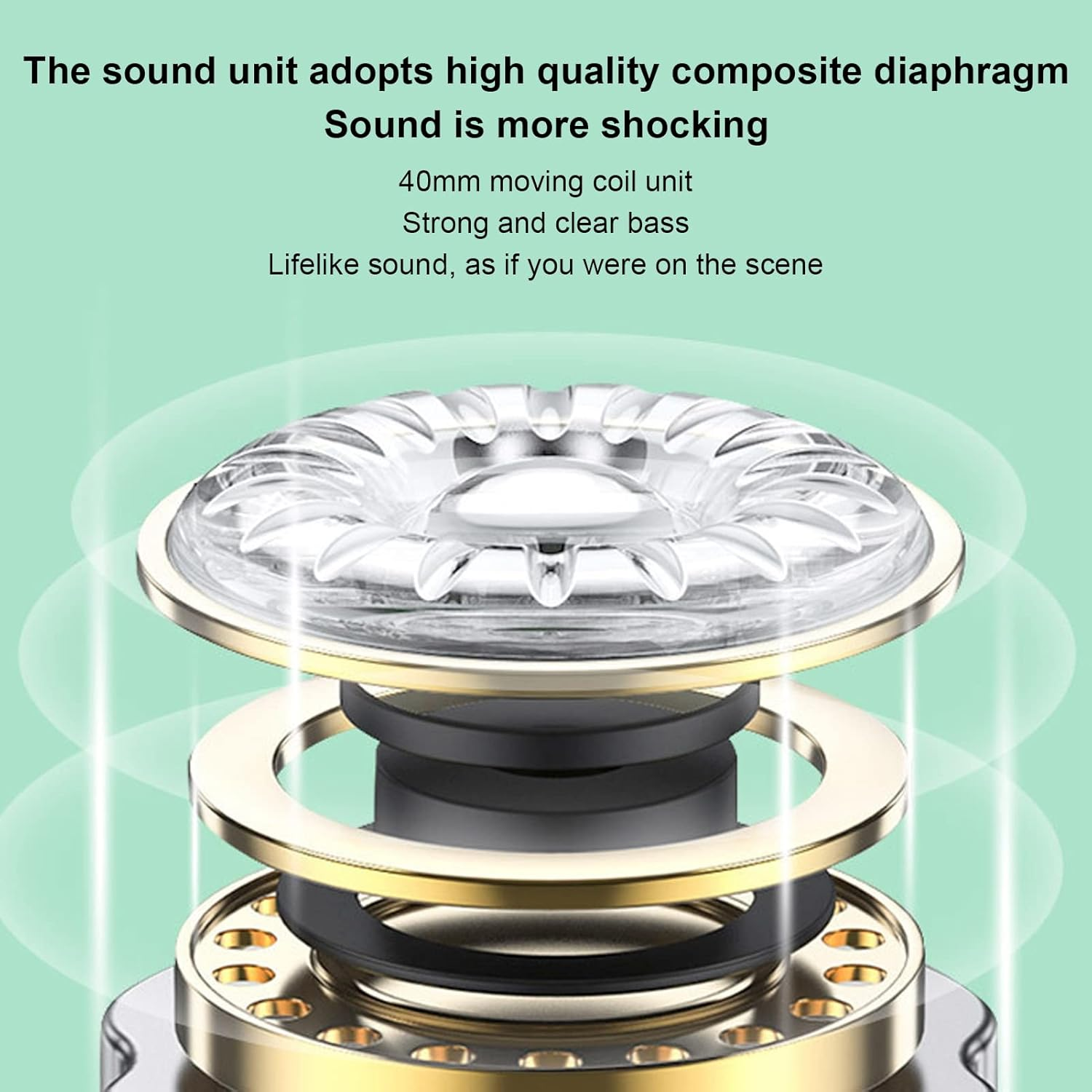 Elprico Bluetooth Headphones, Noise Reduction, Foldable Wireless Over-Ear Headphones with Colourful Light for Phone Laptop (Green) image number 1