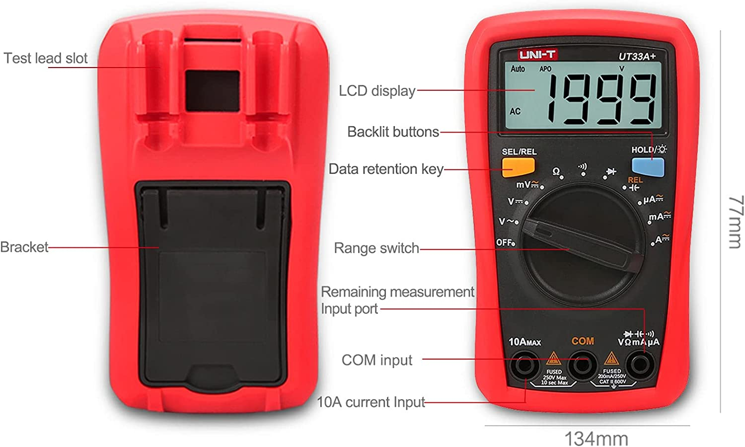 Uni-T UT33A+ Auto-Range Palm Size Digital Multimeter image number 3