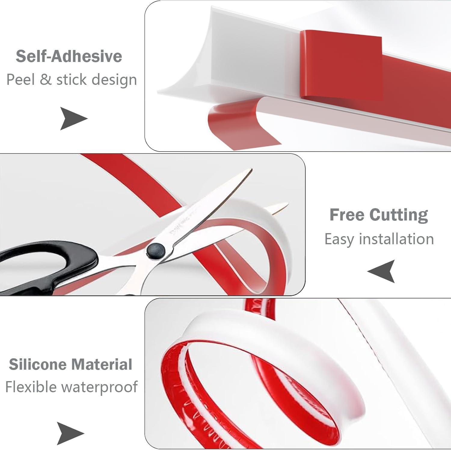 118 Inch Flexible Quarter round Molding,Bendable Molding Trim,Peel and Stick Silicone Rubber Edge Trim for Floor,Wall Corner,Kitchen,Living Room,Staircase,Bathroom image number 5