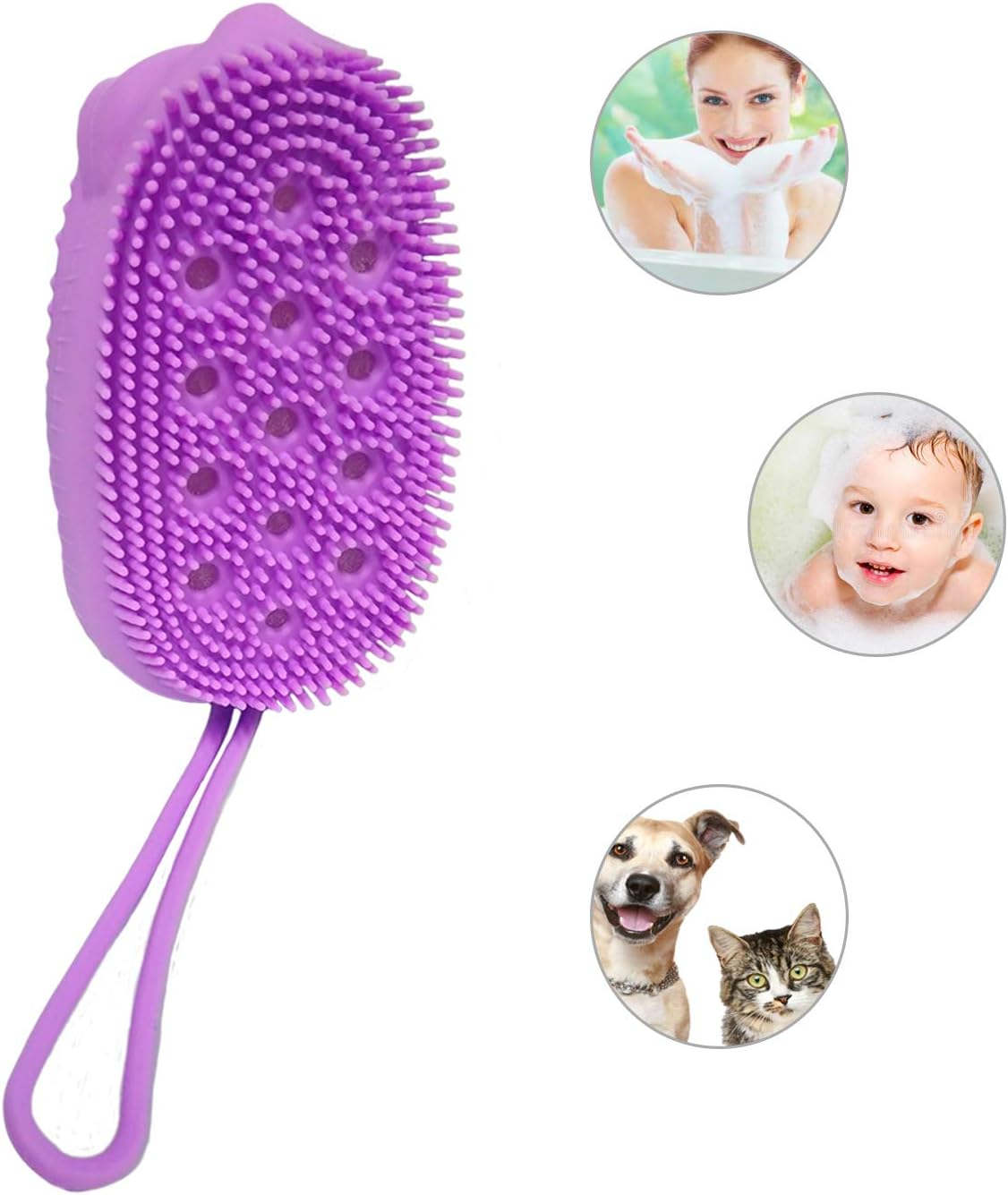 4 Pack Silicone Bath Body Brush for Girl, Exfoliating Body Scrub Brush, Shower Cleansing Scrubber Brush for Princess, Double Sided Silicone Sponge Bath Brush with Soft Brush Head and Hard Massage Ball image number 2