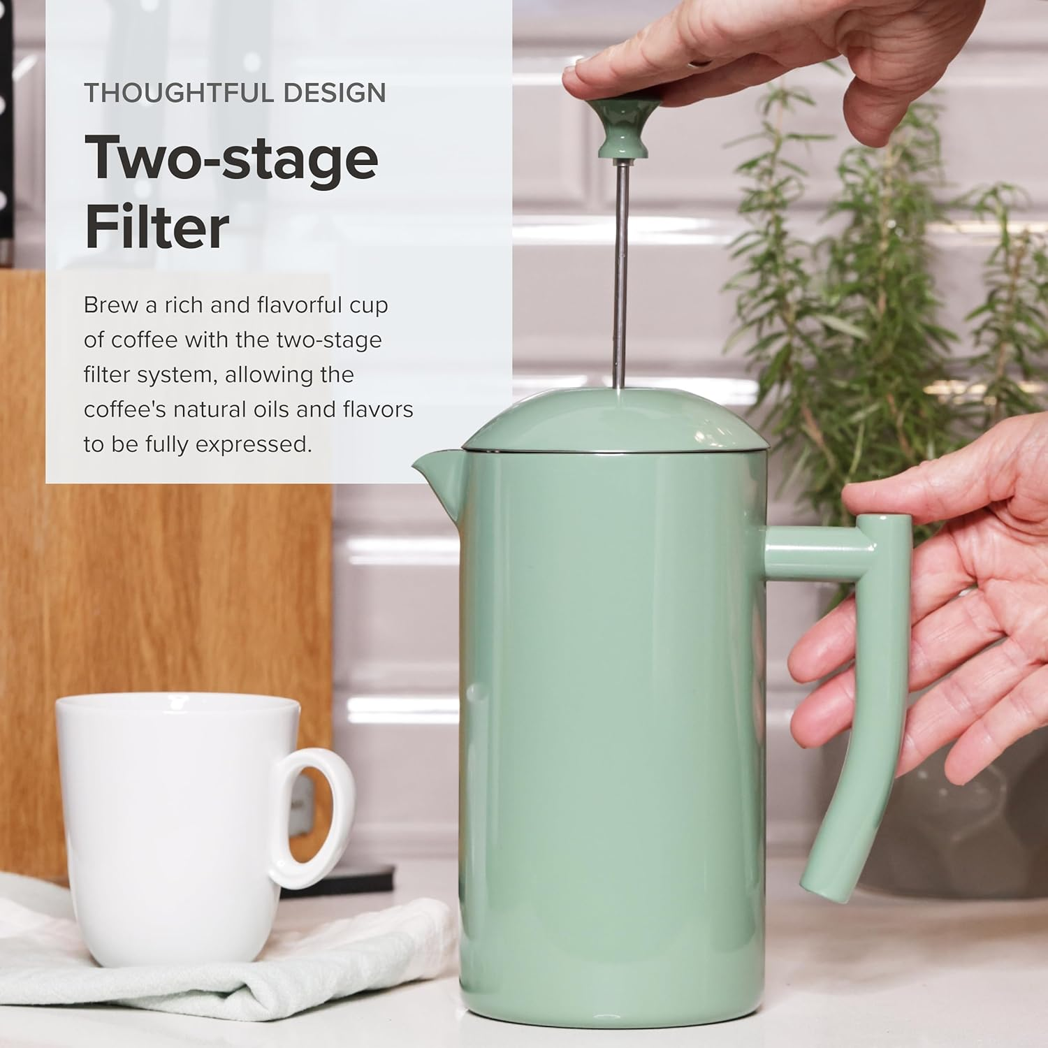 Frieling Elegant French Press Coffee Maker, 34 Fl. Oz., Dilly Bean Green