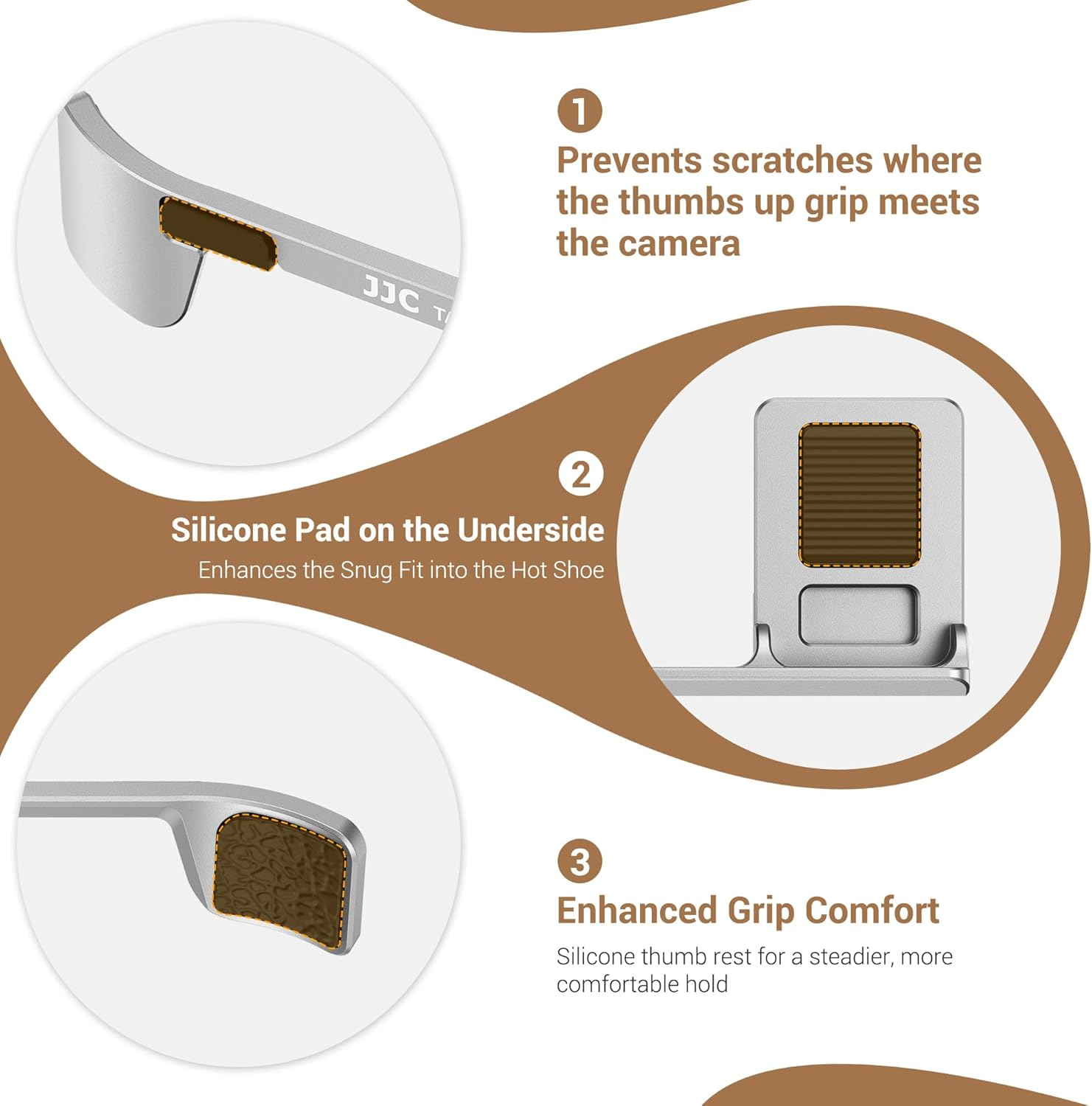 Thumb up Grip with Shutter Button for Fuji Fujifilm X-E5 XE5 Mirrorless Camera, Aluminum Alloy X-E5 Thumb Grip with Hot Shoe Cover Protector Thumb Rest Support Holder Not Affect the Use of Dial-Silver image number 5