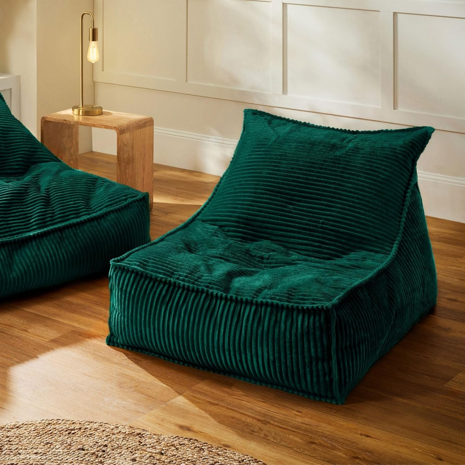 Cadence & Co. Wilde Ribbed Luxe Fleece Beanbag Lounge Cover Super Soft Luxury Soft Touch and an On-Trend Look (Cover Only &ndash; Beans Not Included) Size: 80X98X73Cm - Natural Fawn