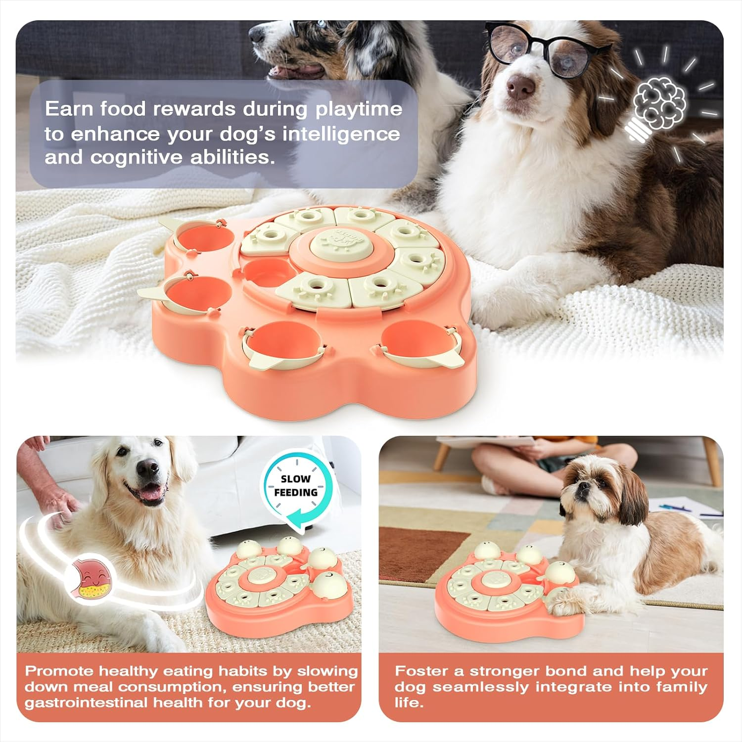 KADTC Beginner Dog Puzzle Toy Mind Game Puppy Interactive Mental Stimulation Level 1 Games Puzzles Feeder Slow Dispenser for Small/Medium/Large Aggressive Chewers Breed AU image number 4