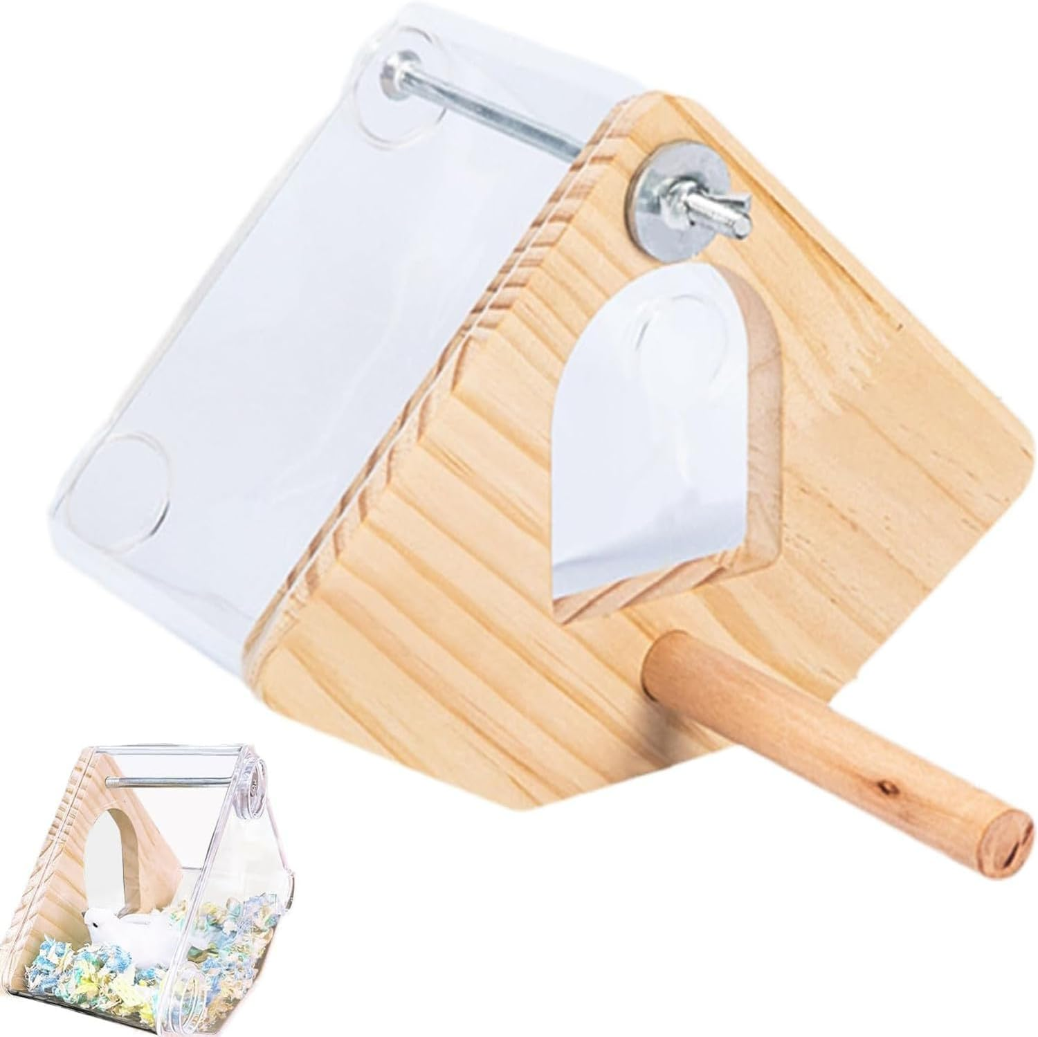 Parakeet Nest Box, Easy-Wash Avian Breeder Shelter Finch Parakeet Mating Hideouts, Ventilated Cockatoo Roosting Chamber for Garden Cage Room Setup (Transparent, 20.4Cm*20.2Cm*14Cm)