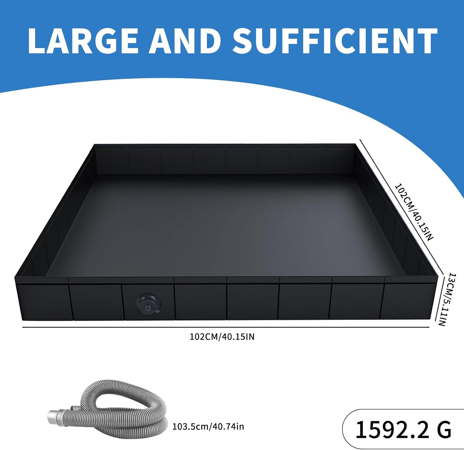 Camping Shower Pan,Portable Shower Tray 41" X 41" X 5" with Mesh Organizer, Foldable Camping Shower Base & Floor with Removable Drain Pipe, Suitable for Camping, RV, Outdoor, Indoor