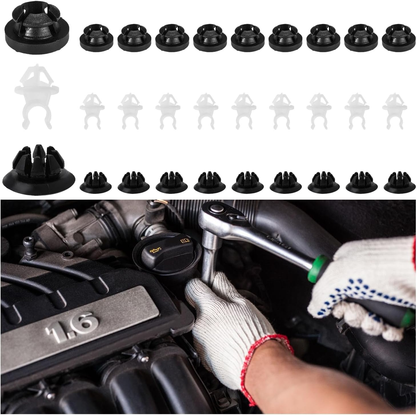 30 PCS Car Hood Prop Rod Holder Clips, Auto Engine Hood Support Rod, Vehicle Hood Grommet Clips for Most Cars, Bracket Decorative Clip Compatible with 91503-SS0-003 image number 3